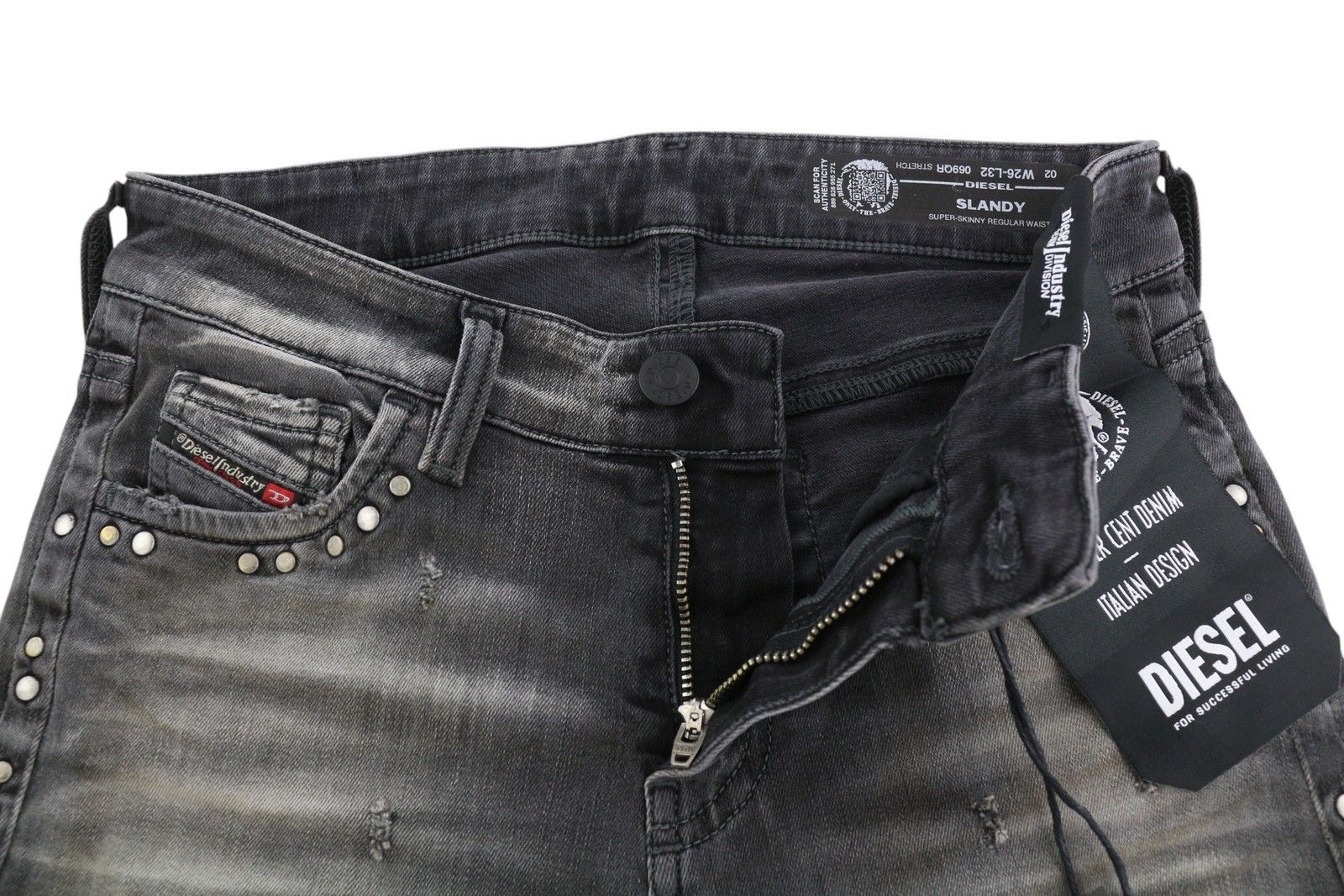 Diesel SLANDY 069QR W26/L32 Super Skinny Regular Waist Dark 40675 Size 26" / US 2 / IT 38 - 4 Thumbnail