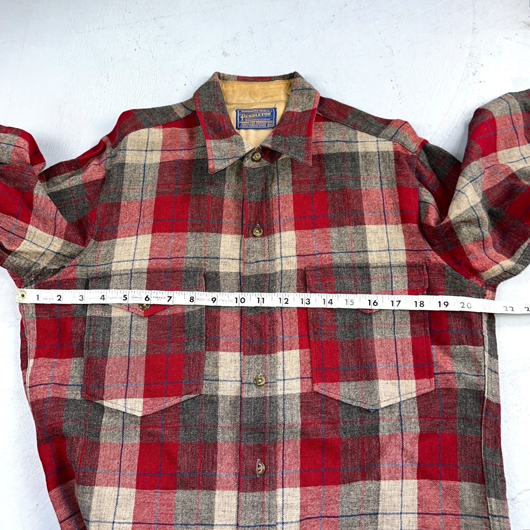 Pendleton VINTAGE Pendleton Shirt Plaid 100% Wool Button-Down Size M Red Mens 1950s Cap Size US M / EU 48-50 / 2 - 4 Thumbnail