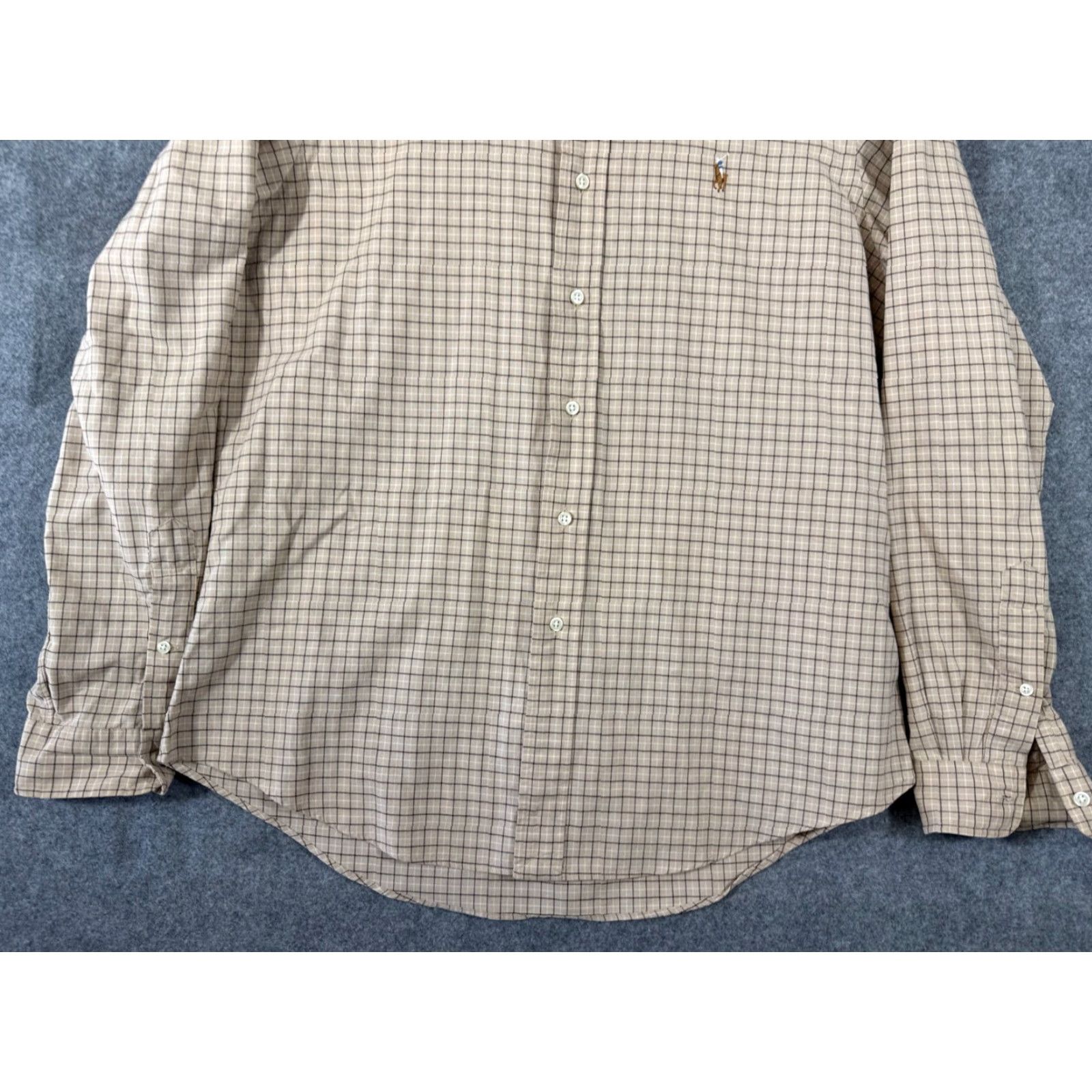 Ralph Lauren Ralph Lauren Shirt Mens L Beige Tan Micro Plaid Custom Fit Long Sleeve Pony Logo Size US L / EU 52-54 / 3 - 3 Thumbnail