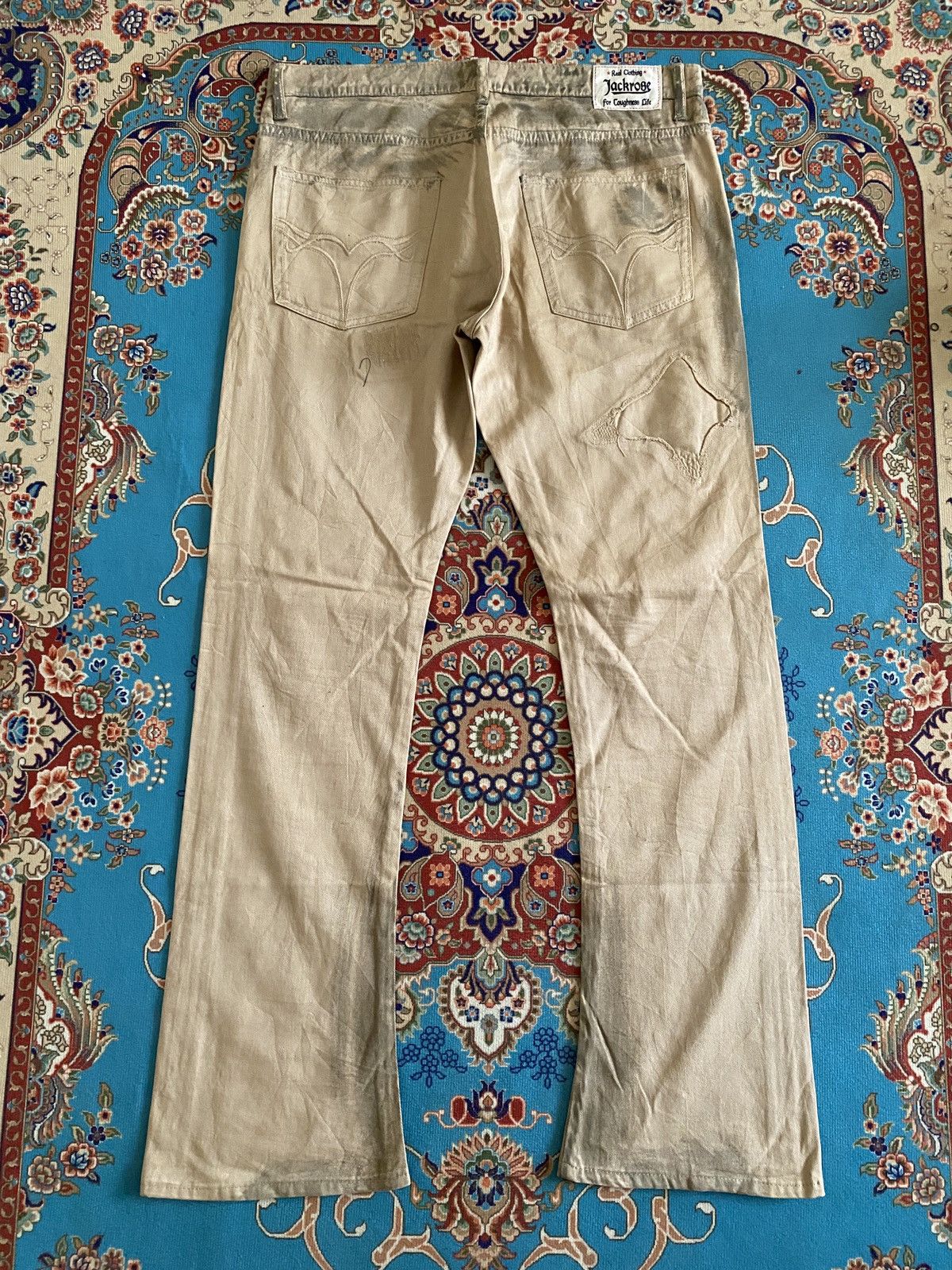 JACKROSE × Japanese Brand Jack Rose Japan Flare Distressed Patchwork Design Pant Size US 33 - 3 Thumbnail