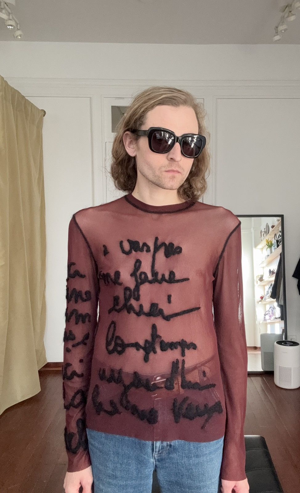 Jean Paul Gaultier Runway AW2001 Mohair Cursive Mesh Top