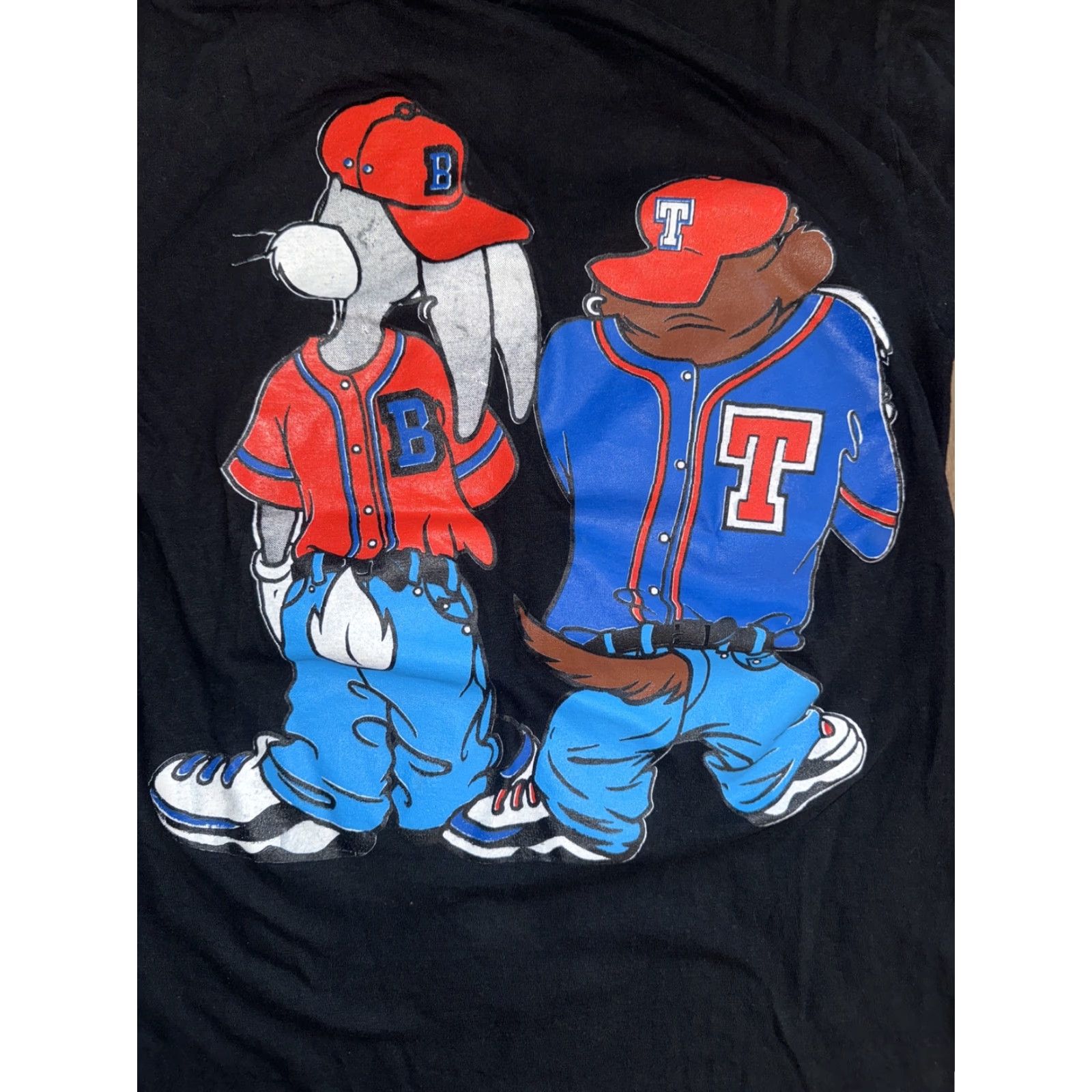 Vintage VINTAGE Bugs Bunny & Taz Looney Tunes Hip Hop T-Shirt Black Small 18x22 Mens Shirt 90s Cartoon Streetwear Vintage Double-Sided Size US S / EU 44-46 / 1 - 8 Thumbnail