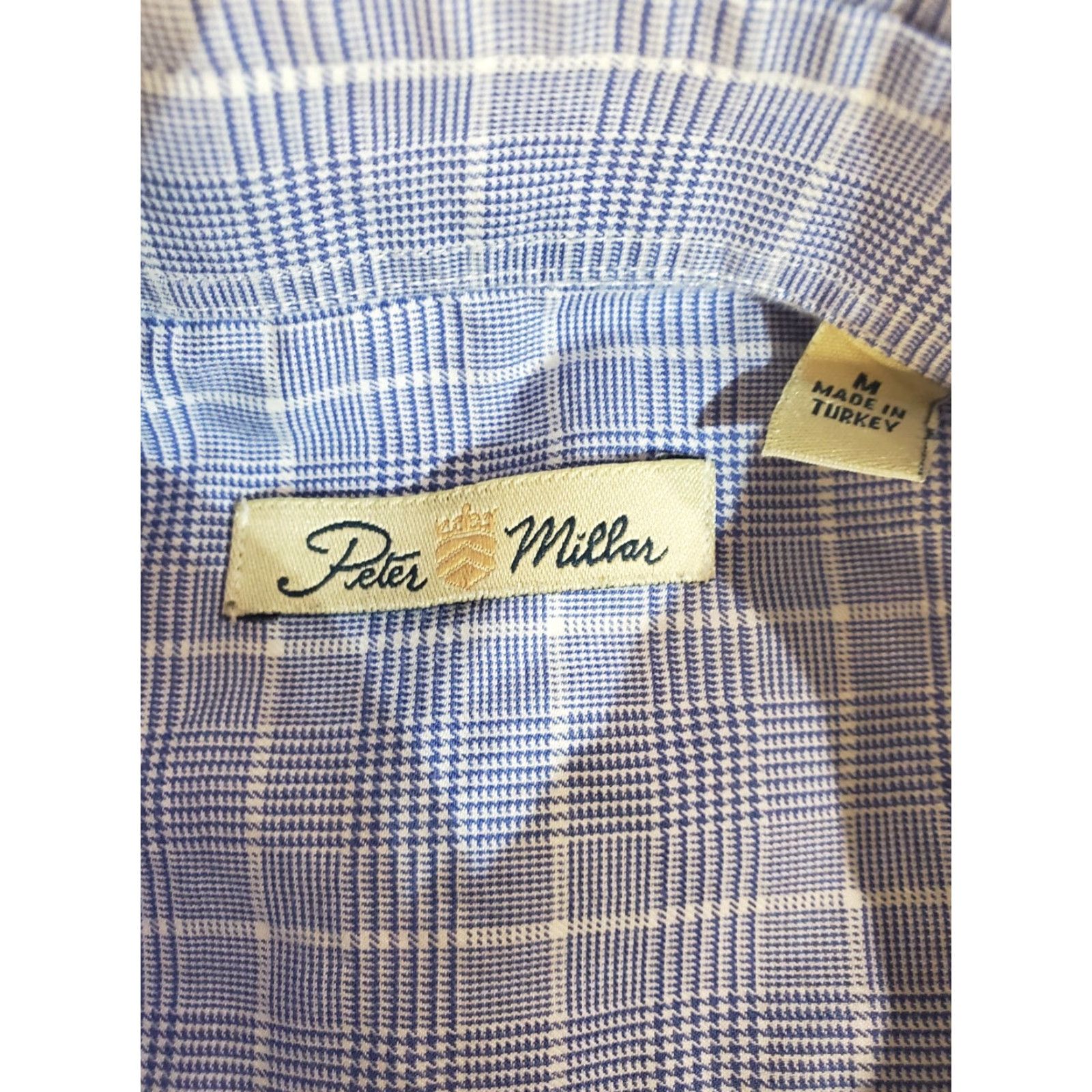 Peter Millar Peter Millar Signature Blue/White Plaid Button-Up Dress Shirt Mens Size M Blue Pattern Casual Shirt Size 40R - 4 Thumbnail