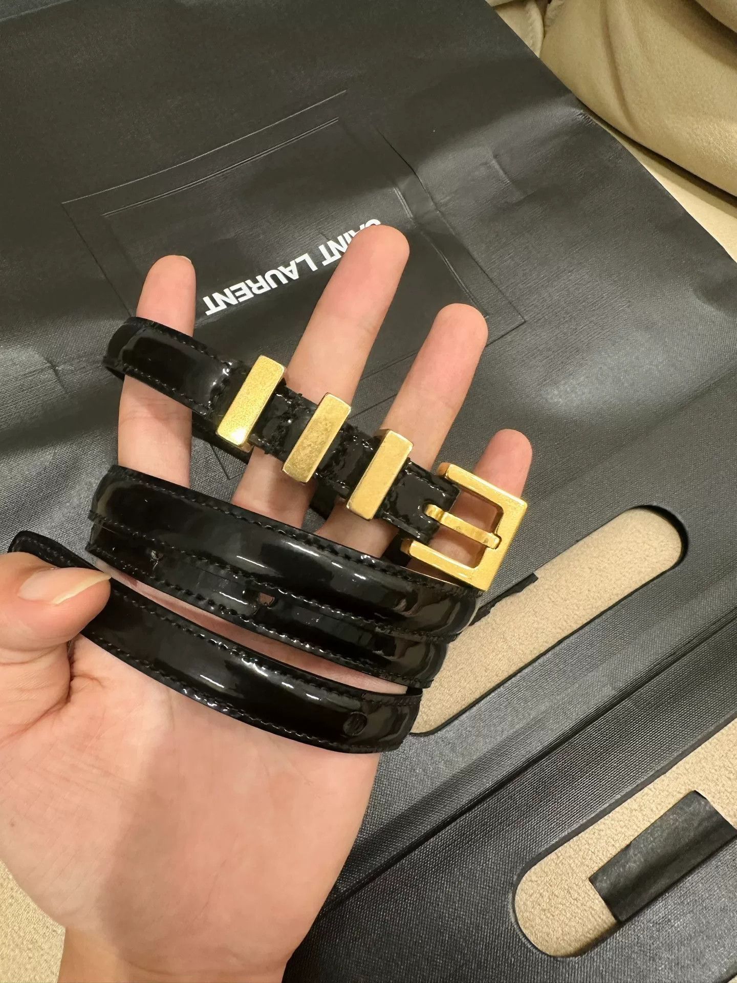 Saint Laurent Paris Saint Laurent Gold Triple Buckle Belt Size ONE SIZE - 1 Thumbnail