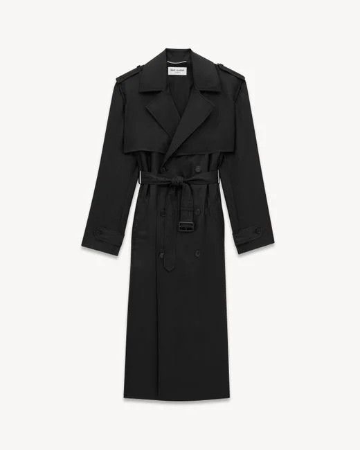 Saint Laurent Paris o1bcso1str0924 Lacquered-Effect Belted Coat In Black Size US XL / EU 56 / 4 - 1 Preview