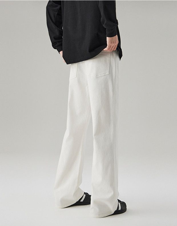 Japanese Brand White stretch men's loose-fitting flared jeans Size US 32 / EU 48 - 4 Thumbnail