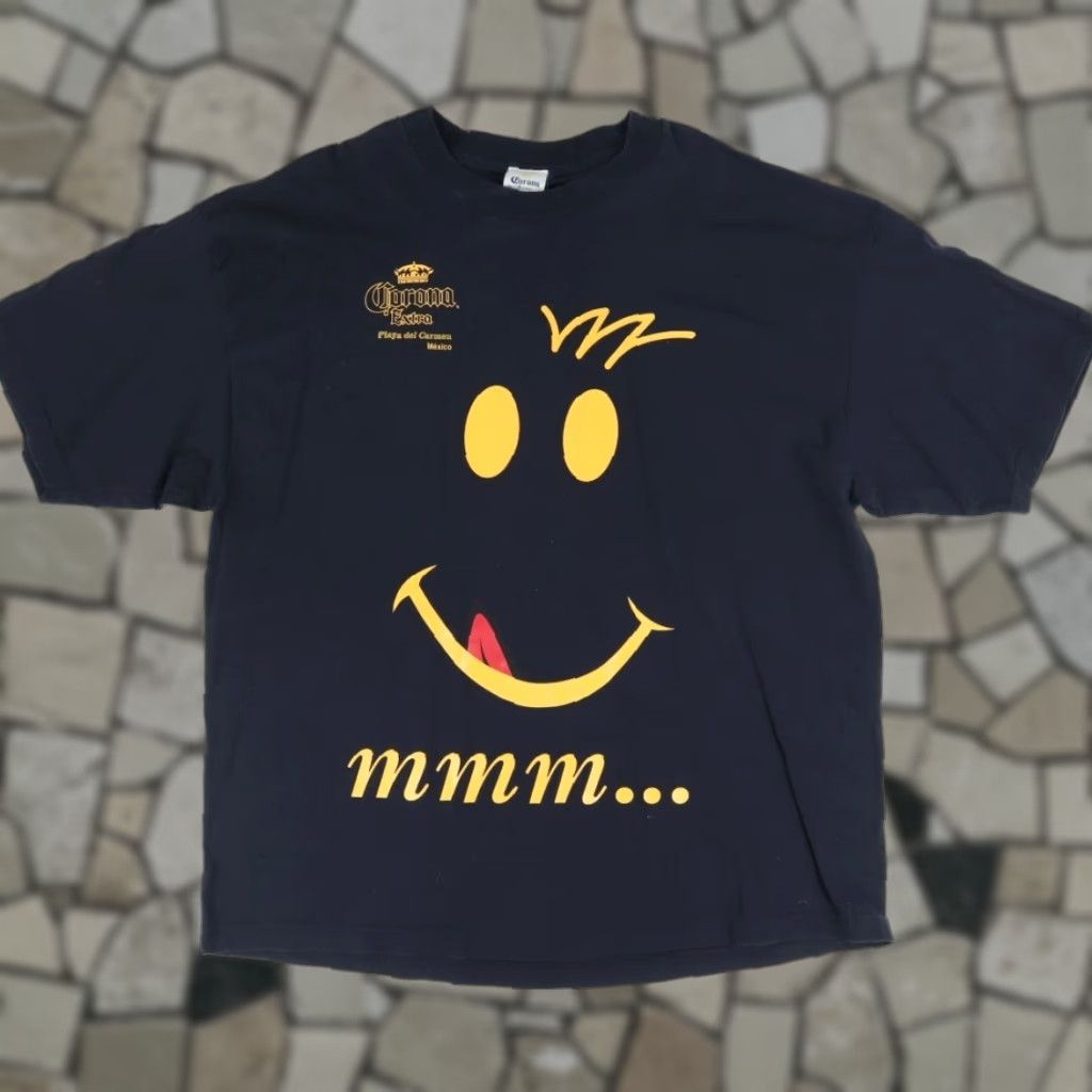 Vintage VINTAGE Corona Extra Shirt Navy Blue 2XL Mens Smiley Face Mmm VTG 90s Size US XXL / EU 58 / 5 - 1 Thumbnail