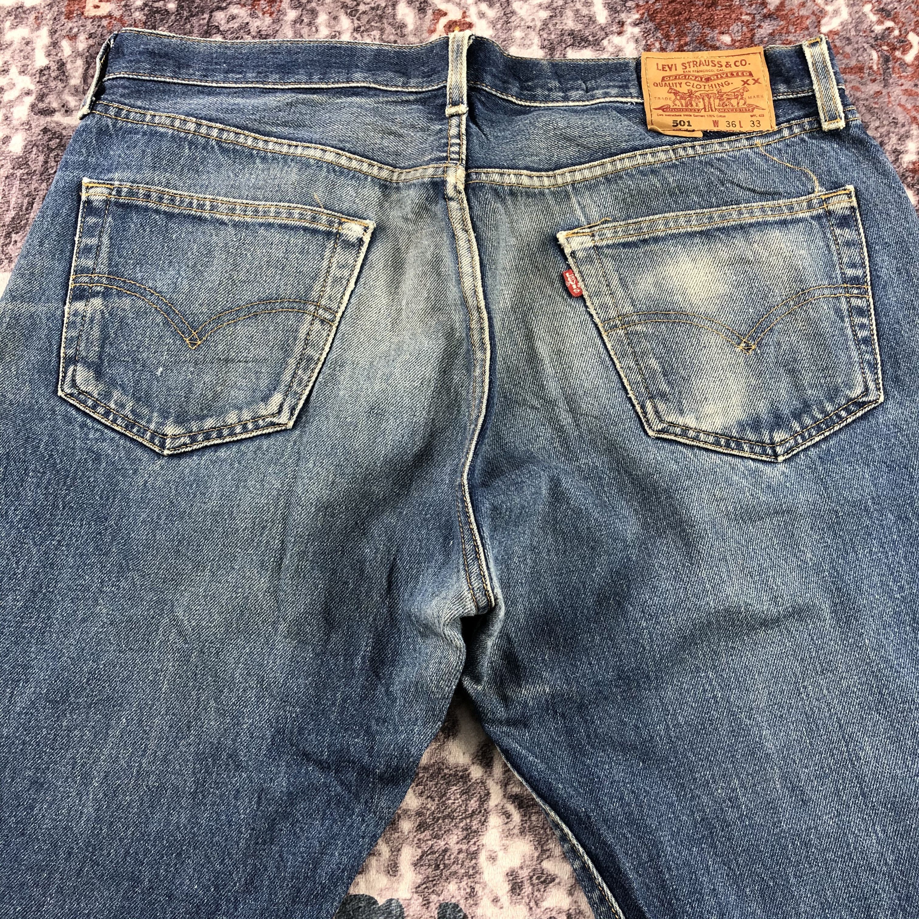 Levi's 90s Vintage Blue Wash Levis 501 Jeans-JM2937 Size US 36 / EU 52 - 5 Thumbnail