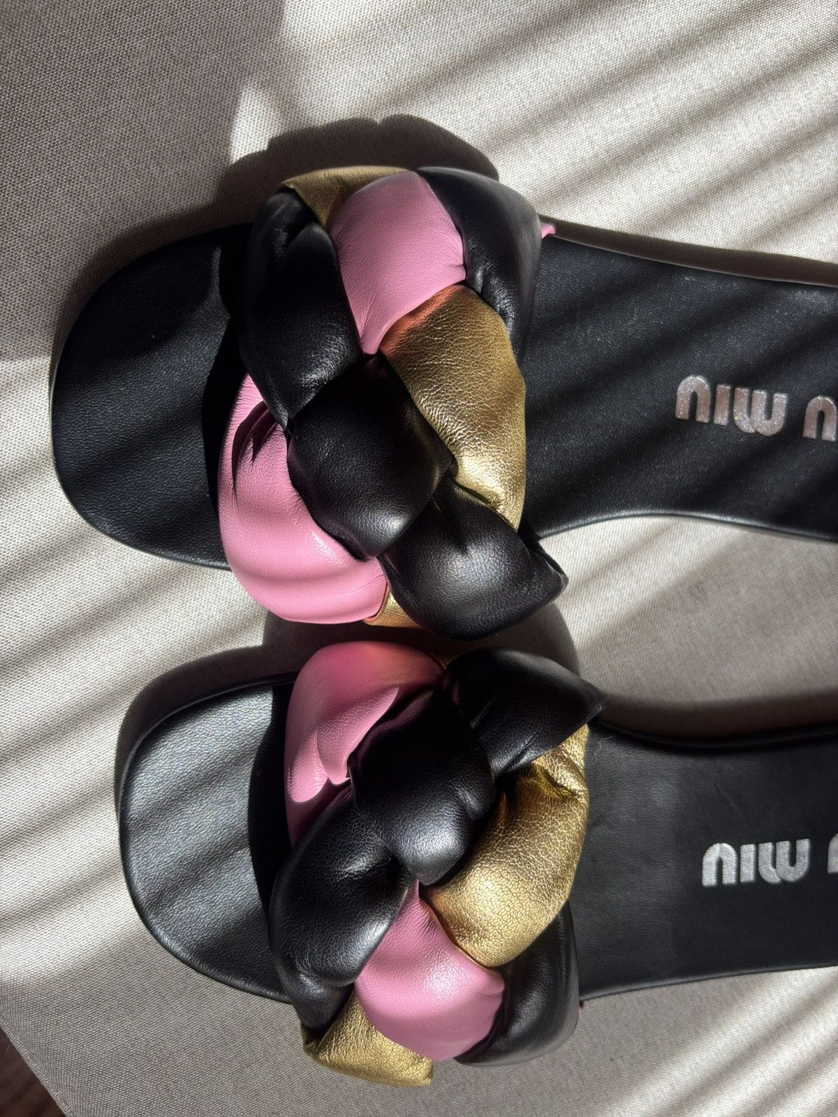 Miu Miu Miu Miu Women’s Calzature Donna Slip On Woven Slide Sandals Size US 7 / IT 37 - 15 Thumbnail