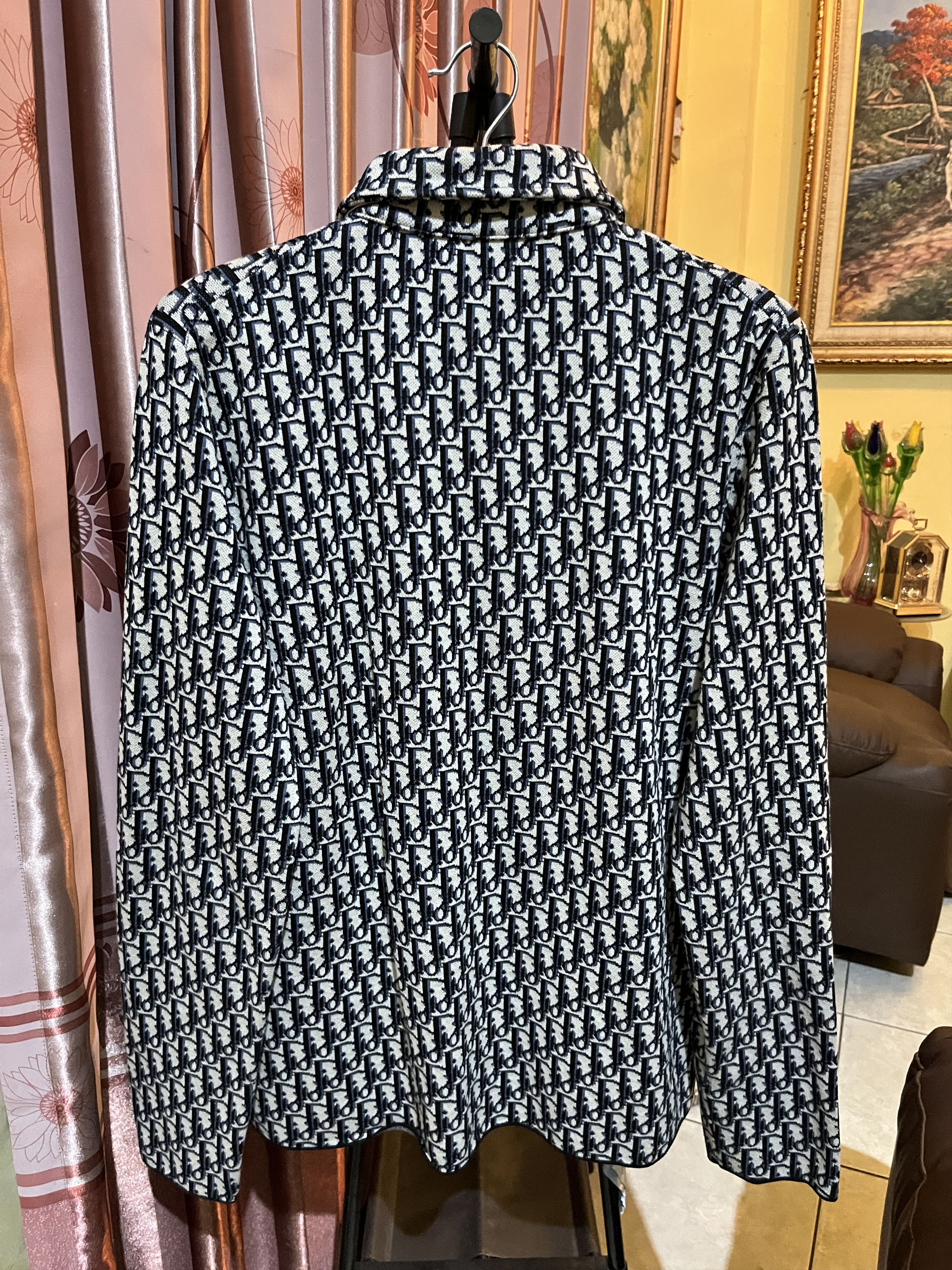 Dior Christian Dior Oblique Knit Overshirt Navy Blue Jacquard Size US S / EU 44-46 / 1 - 2 Thumbnail