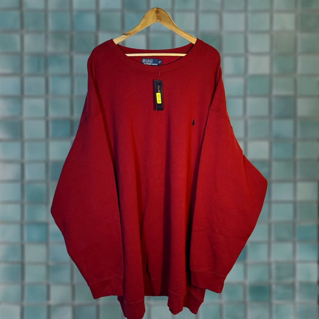 Polo Ralph Lauren Polo Ralph Lauren Sweatshirt Crew Neck Red 4XLT Tall Big & Tall Embroidered Pony Logo Fleece Cotton Blend Long Sleeve Pullover Classic Relaxed Fit Men Size US XXL / EU 58 / 5 - 1 Thumbnail
