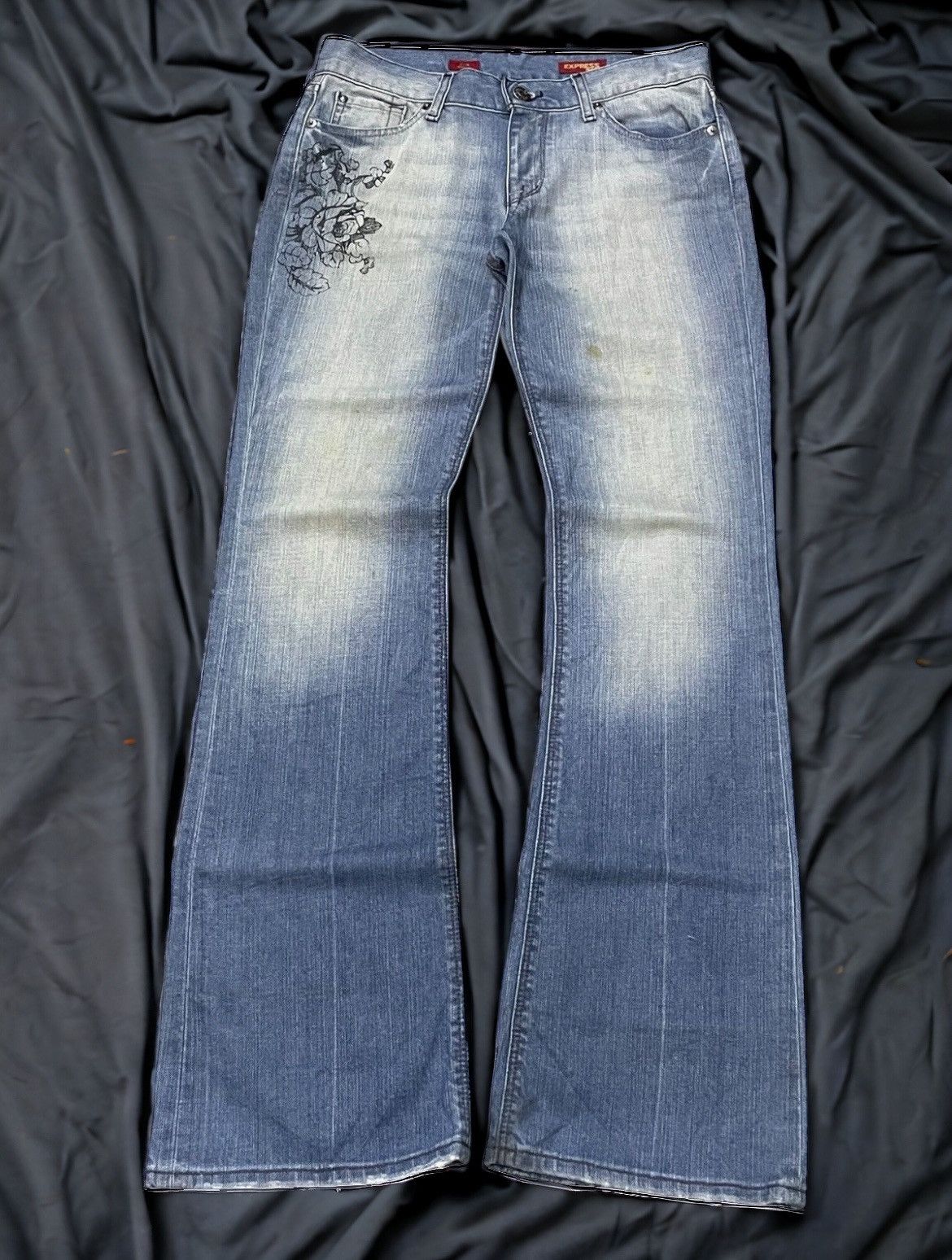Express × Hysteric Glamour × Japanese Brand Express Jeans Tattoo Wings Tribal Flare Boot Cut Jeans Size US 30 / EU 46 - 2 Thumbnail