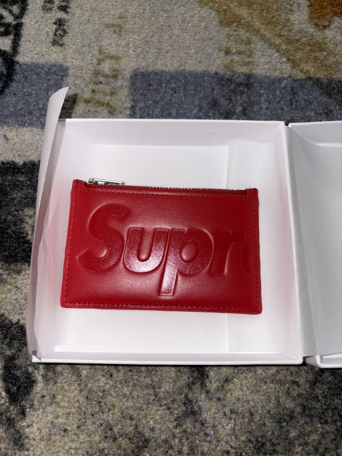 Supreme Supreme Leather Zip Card Holder (FW25) Red | Grailed