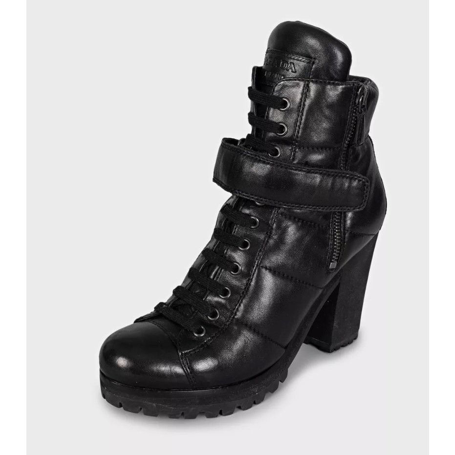 Prada Prada Sport Black Leather Ankle Boots Size 37.5 Size US 6.5 / IT 36.5 - 3 Thumbnail