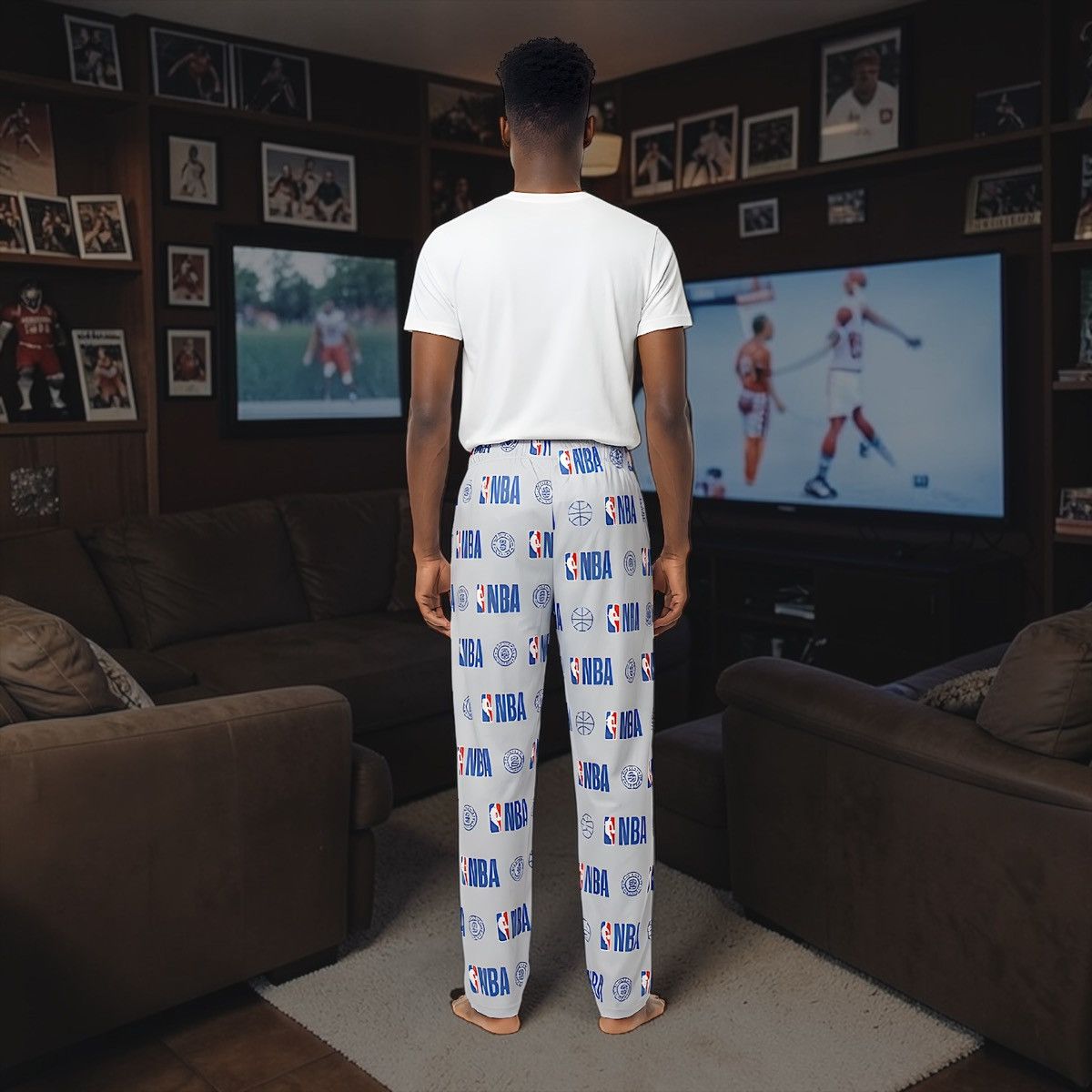 NBA NBA Team Men’s All-Over NBA Logo Lounge Pants Sz L Size US 32 / EU 48 - 4 Thumbnail