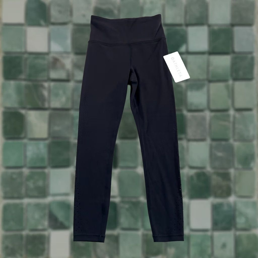 Athleta Athleta Leggings Women 2XS Black 7/8 Tight High Rise Elation Laser Cut NWT MINT 99 Size 24" / US 00 / IT 34 - 1 Thumbnail