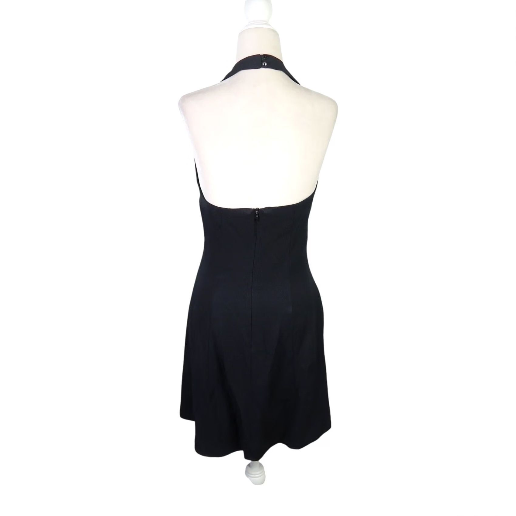 Jessica McClintock VINTAGE Jessica McClintock Gunne Sax Black Rhinestone Halter Mini Dress 6 Womens Party Cocktail 90s Size M / US 6-8 / IT 42-44 - 4 Thumbnail