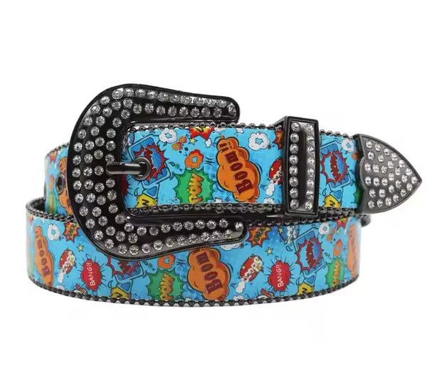 Japanese Brand Harada x Aoba Cloud Letter Printed PU Leather Belt Size ONE SIZE - 2 Thumbnail