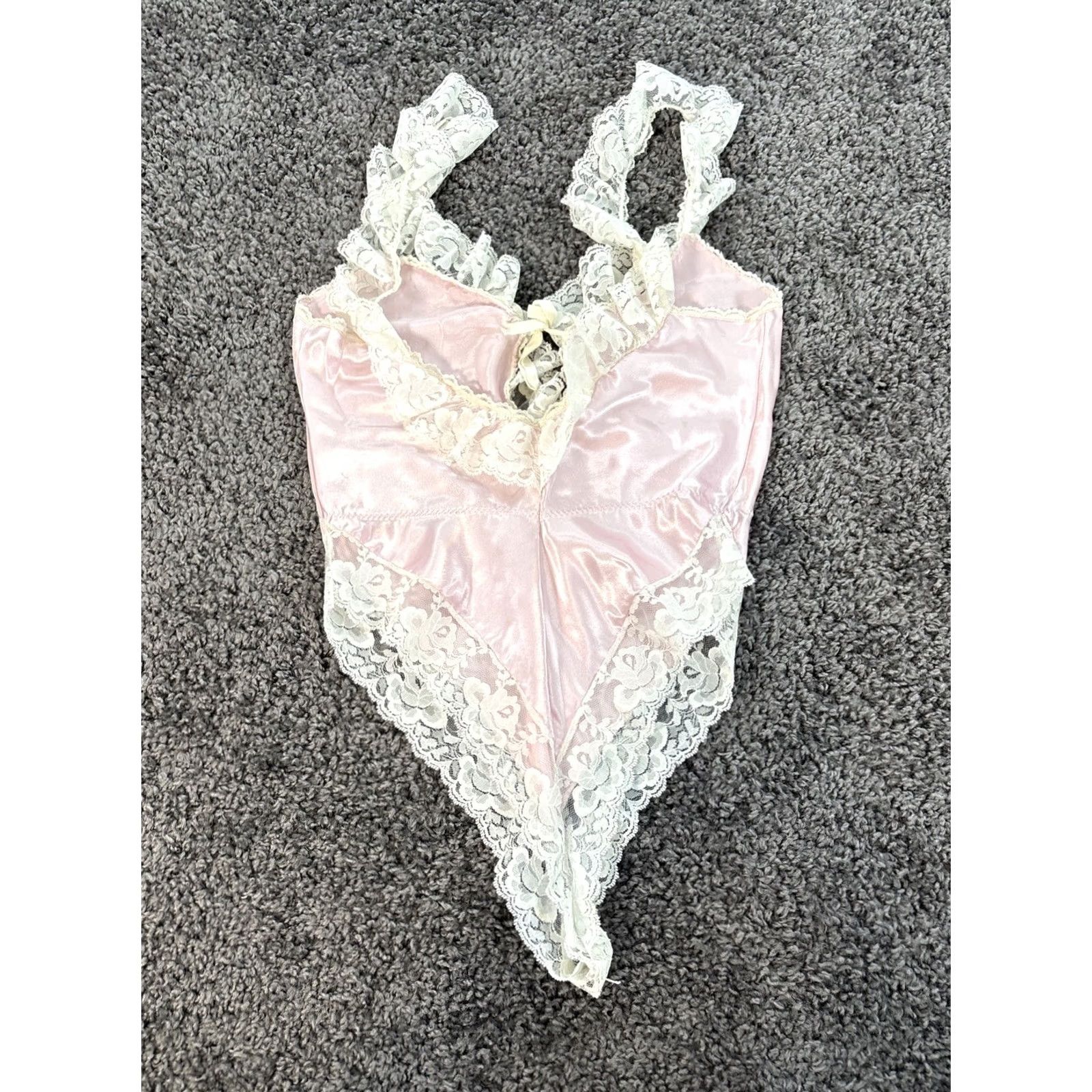 Vintage VINTAGE 80s 90s Lingerie Teddy Lace Satin Womens M Pink Lace & Satin Eveningwear Size M Women Pink Mens Womens Size ONE SIZE - 5 Thumbnail