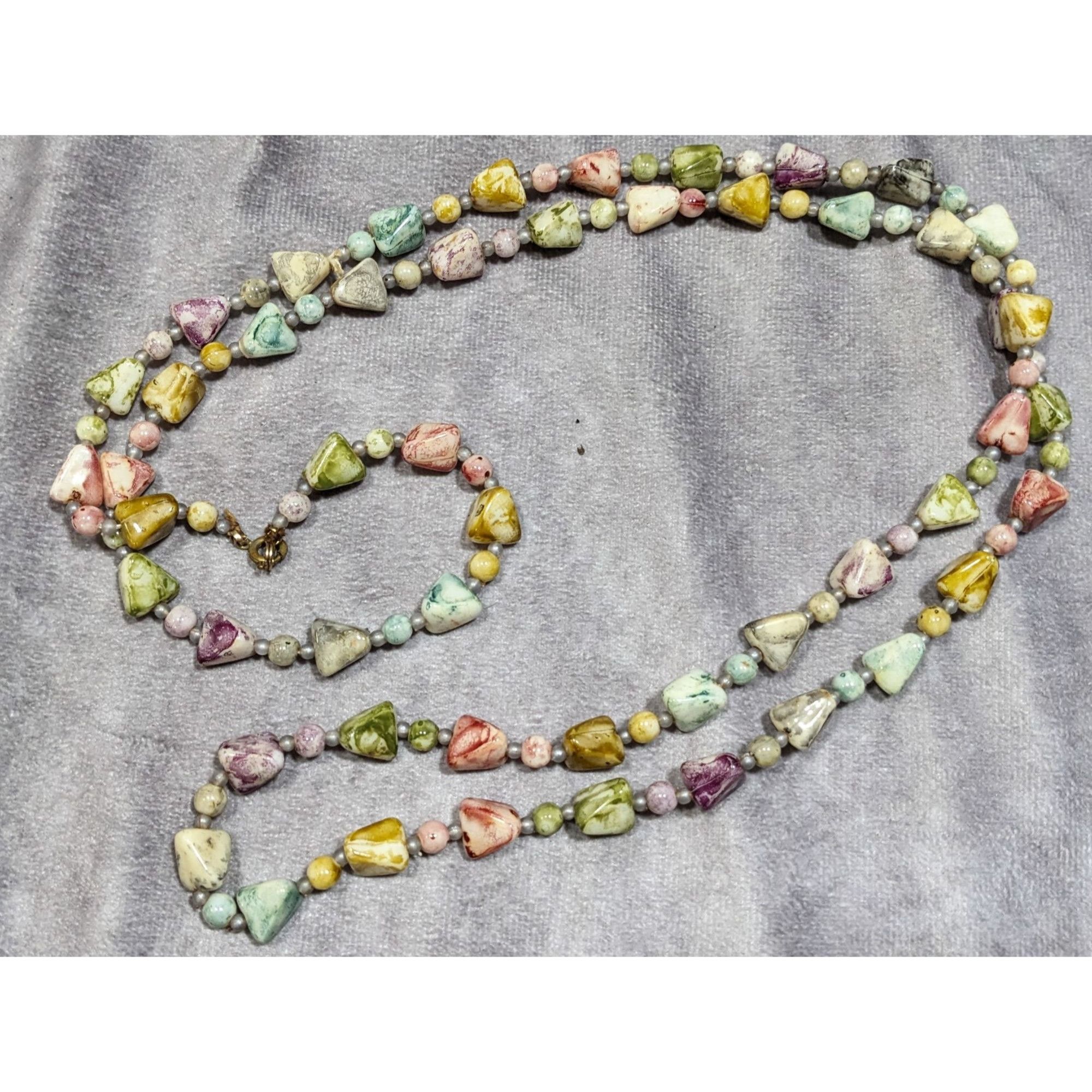 Other Vintage 20s Art Deco Pastel Rainbow Marbled Lucite Beaded Ne Size ONE SIZE - 4 Thumbnail