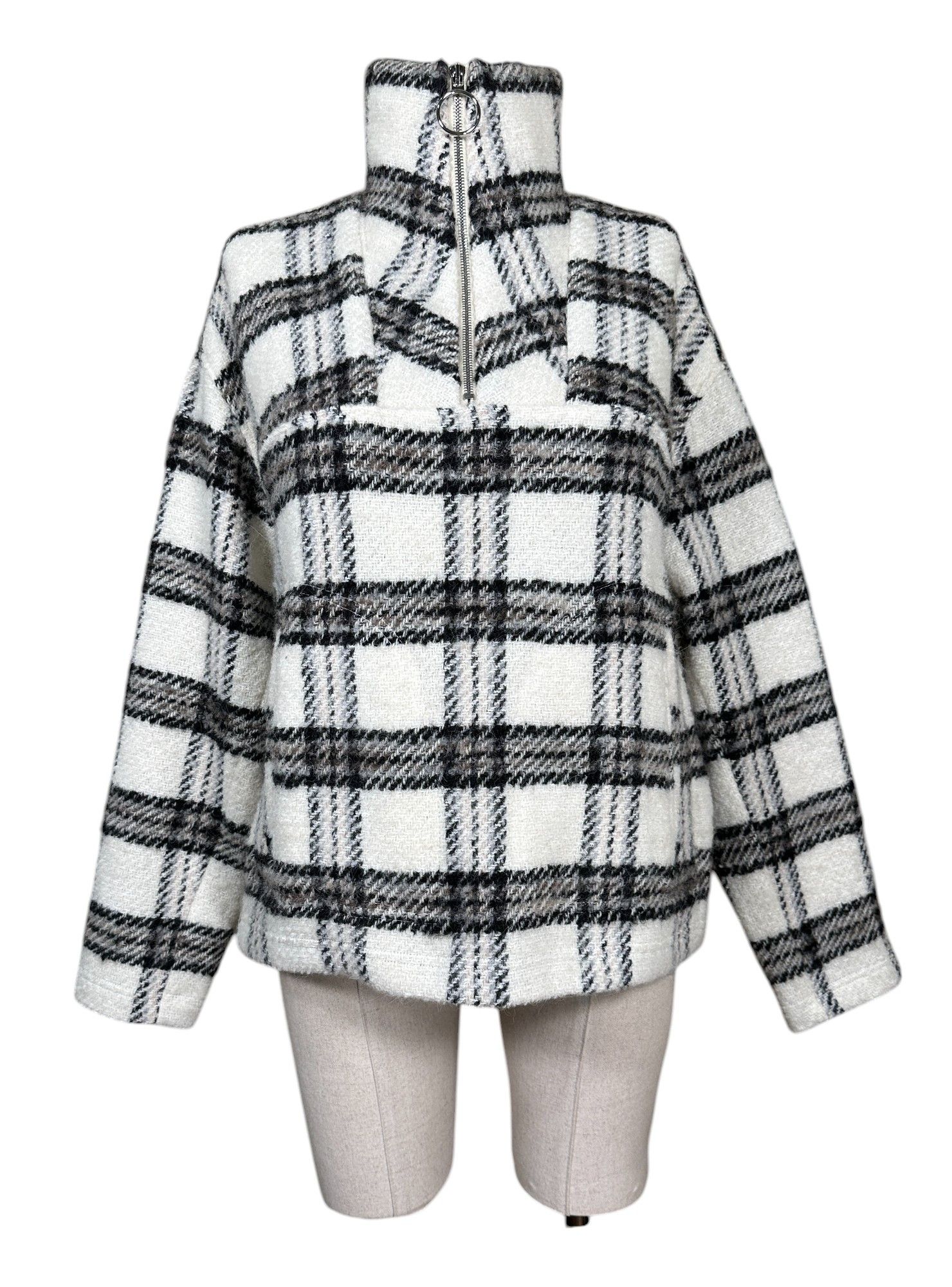 Iro Beige Checked wool-blend sweatshirt jacket Size S / US 4 / IT 40 - 1 Thumbnail