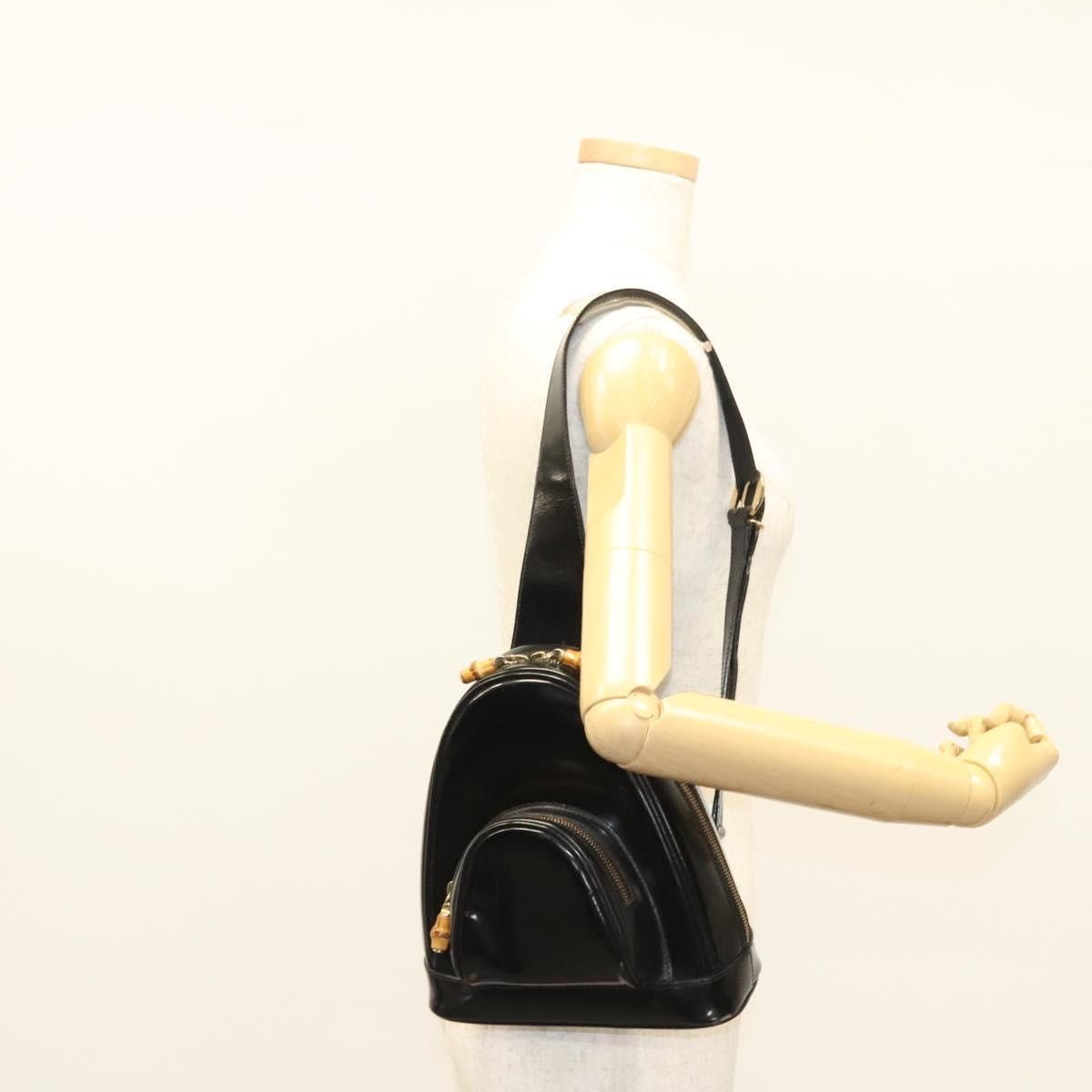 Gucci GUCCI Bamboo Shoulder Bag Enamel Black Gold 007 2113 007 Size ONE SIZE - 24 Thumbnail
