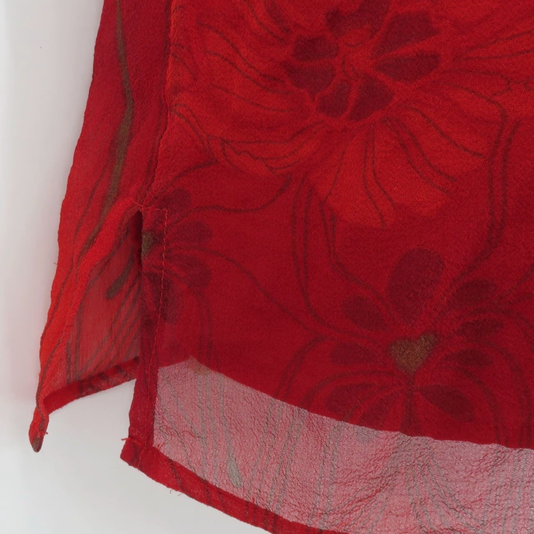 CO VINTAGE New York City Design Co Blouse Shirt Women M Silk Red Ruffle Sleeveless V-Neck Top Size M / US 6-8 / IT 42-44 - 5 Thumbnail