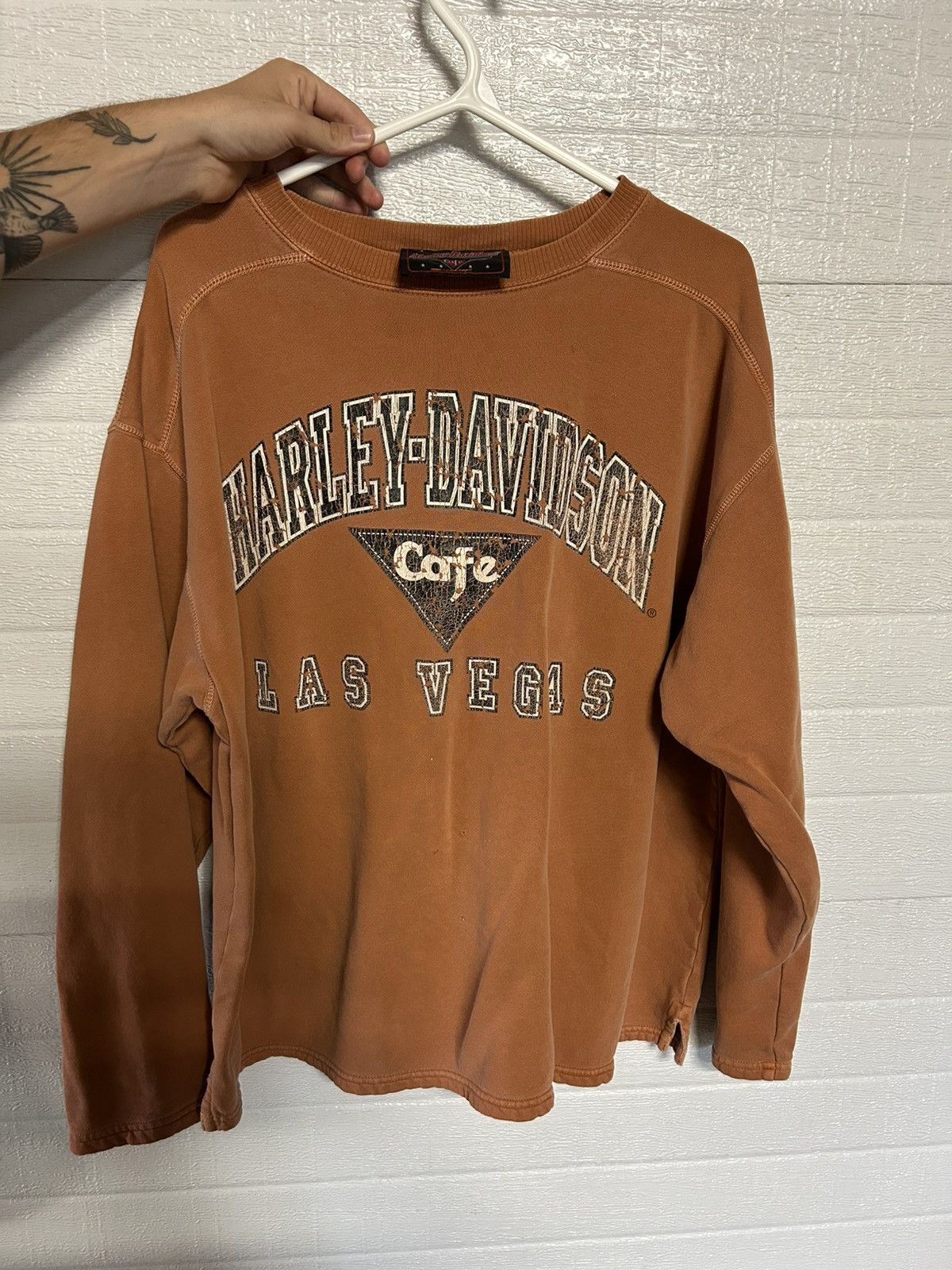 Harley Davidson Harley Davidson Cafe Vintage 90’s Distressed Crewneck Size US XL / EU 56 / 4 - 1 Thumbnail