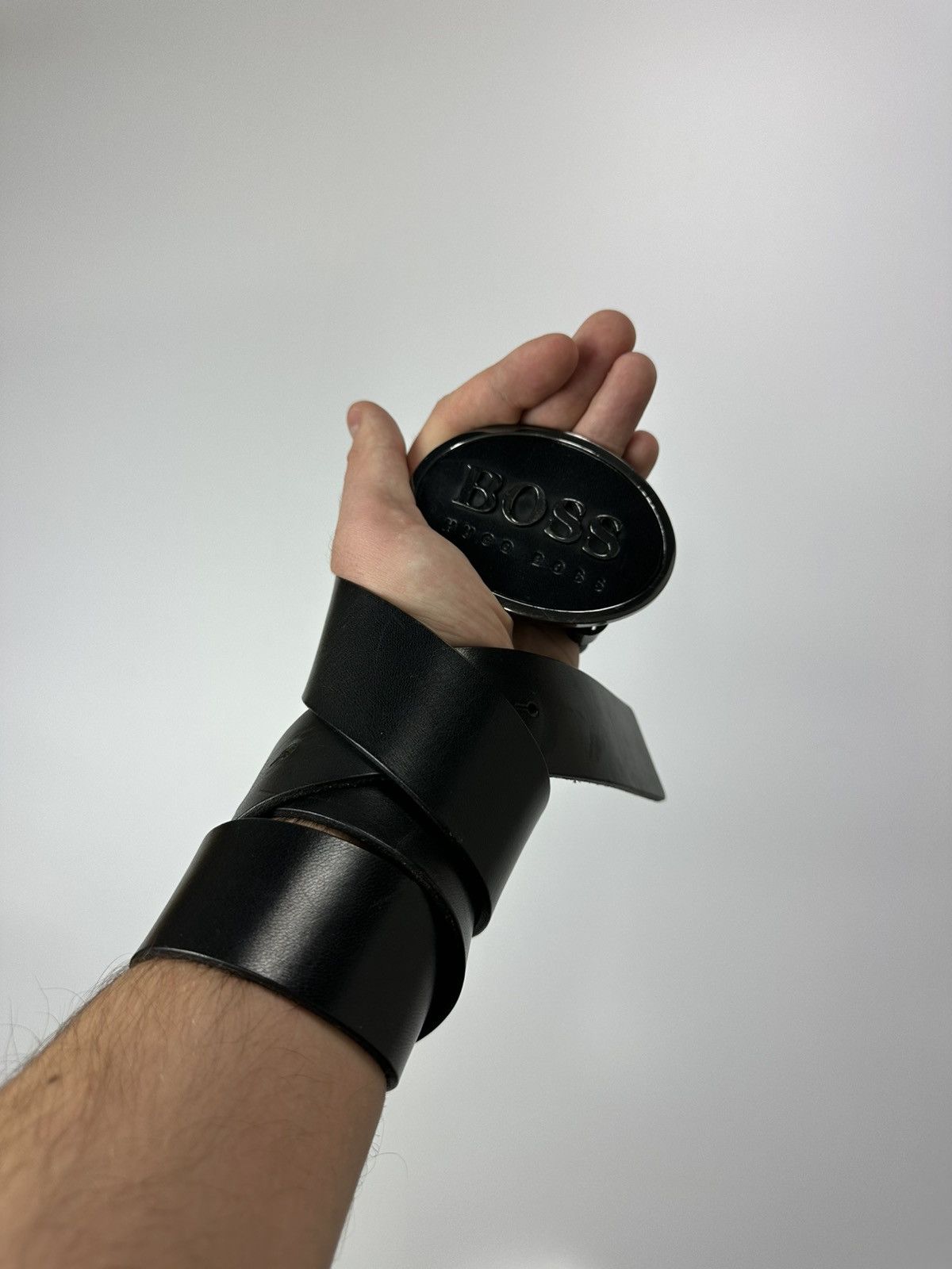 Hugo Boss Hugo Boss Black Leather Blet Big Metal Bucke Logo Size ONE SIZE - 1 Thumbnail