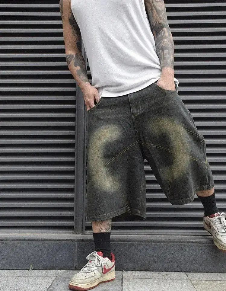 Japanese Brand Distressed Double Stitching Jorts Vintage Style Baggy Cholo Size US 32 / EU 48 - 6 Thumbnail