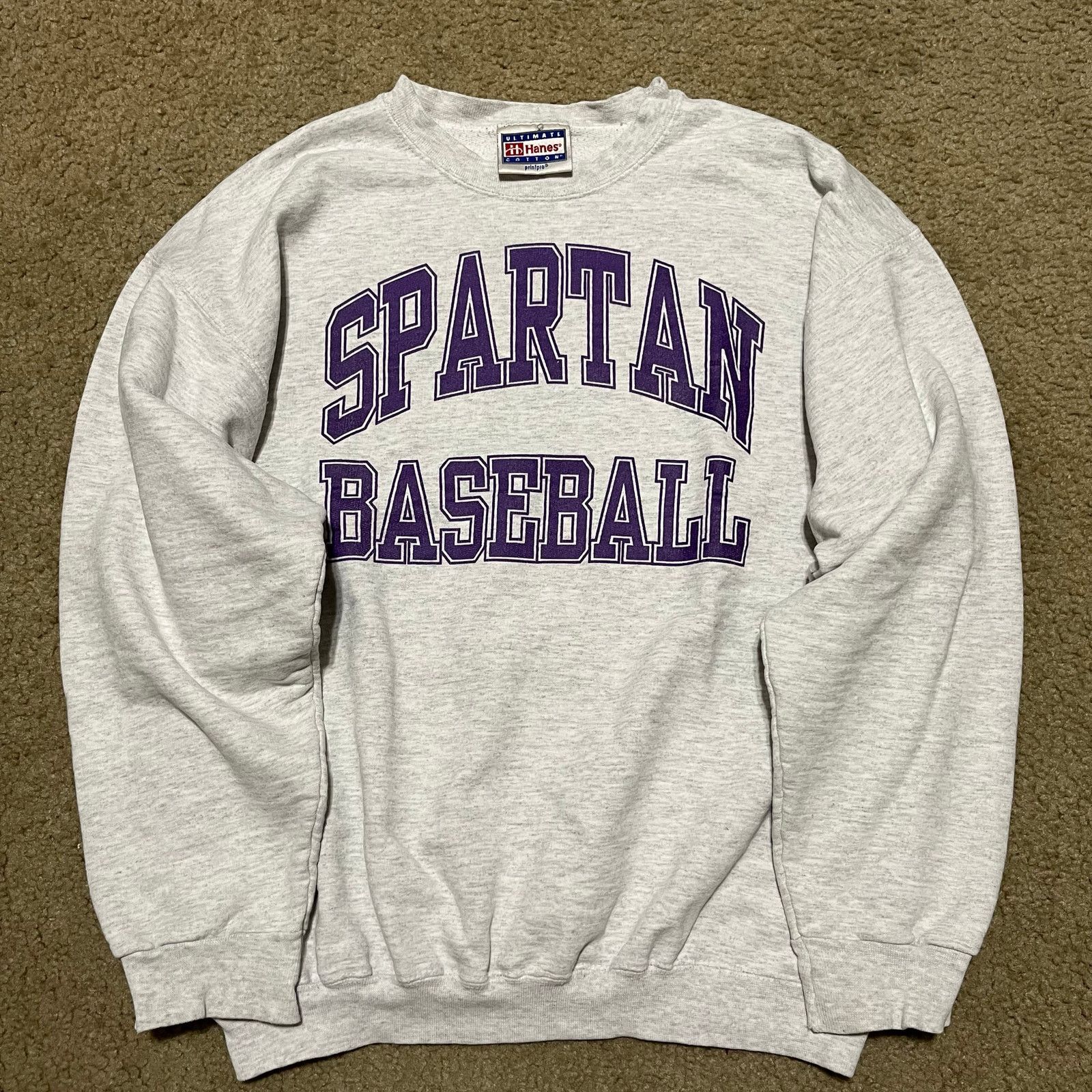 Hanes Vintage 90s Spartan Baseball Hanes Grey Crewneck Large Size US L / EU 52-54 / 3 - 1 Thumbnail