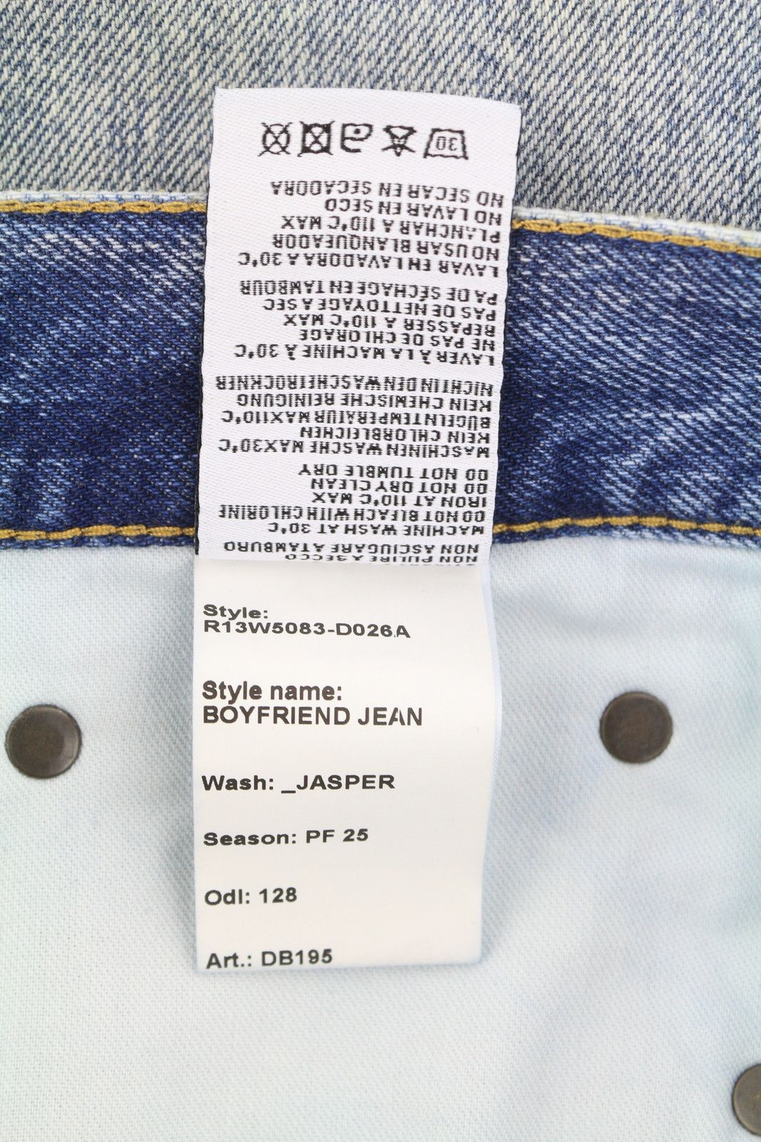 R13 BOYFRIEND 29 Jasper Whiskers Faded Zip Blue FW25 86840 Size 29" - 9 Thumbnail