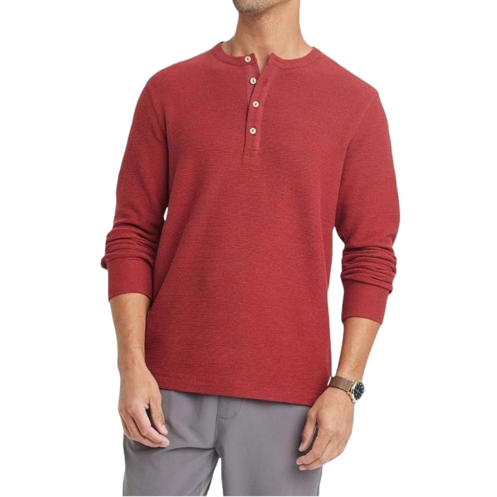 Other GoodFellow - Men's Long Sleeve Henley T-Shirt - Red - XXL Size US XXL / EU 58 / 5 - 1 Thumbnail