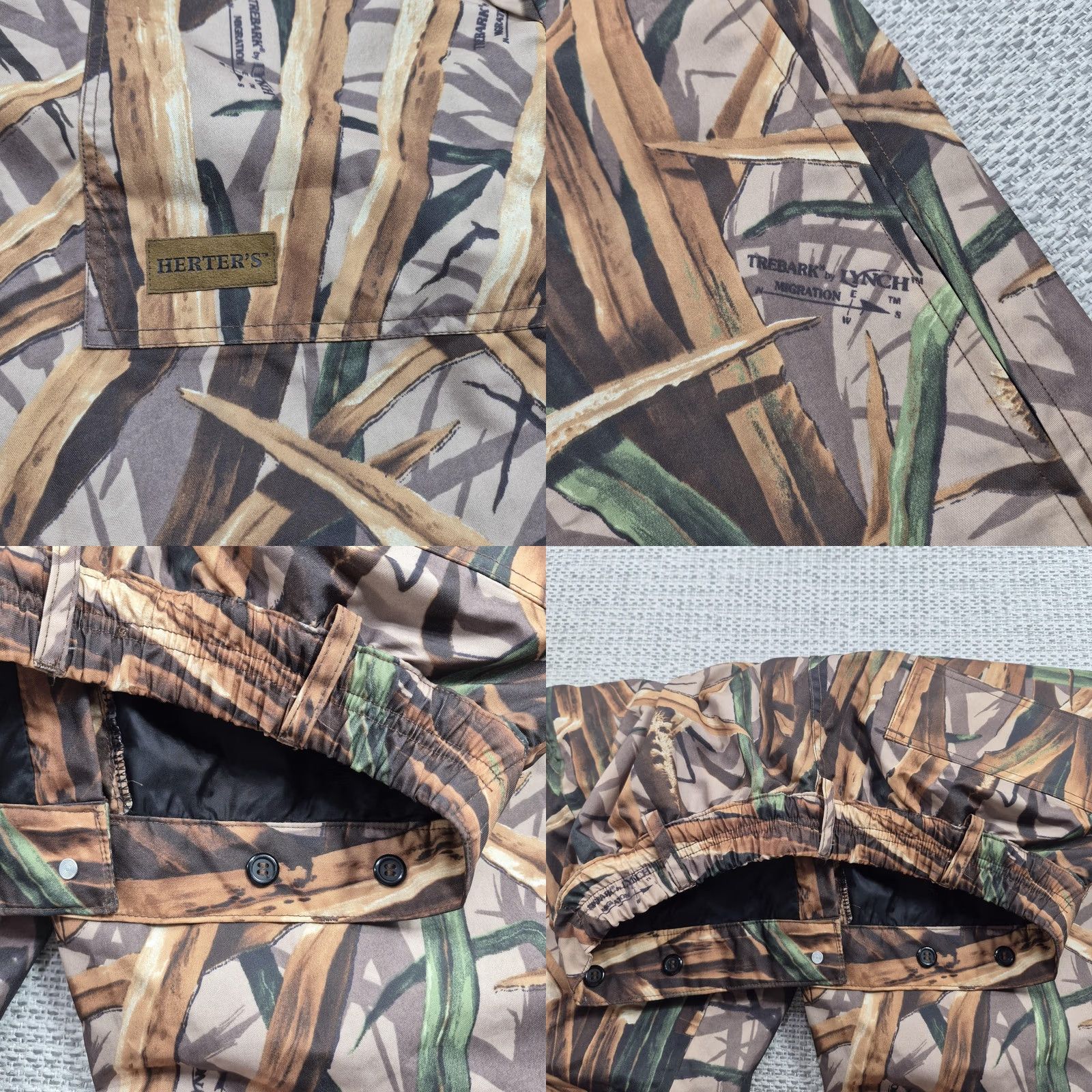 Rains Herter's Rain Pants Mens Large Brown Trebark Camo Waterproof Lined Hunting Pants Size US 33 - 8 Thumbnail