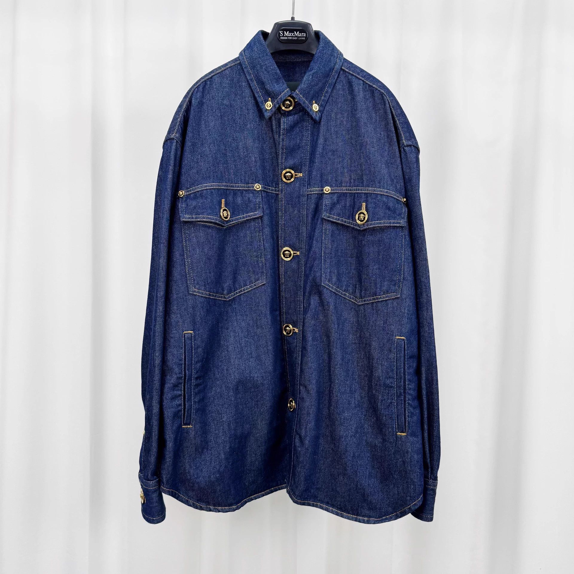 Versace Versace 25ss Denim Shacket Medusa G Buckle 48 EU New Size US M / EU 48-50 / 2 - 1 Thumbnail