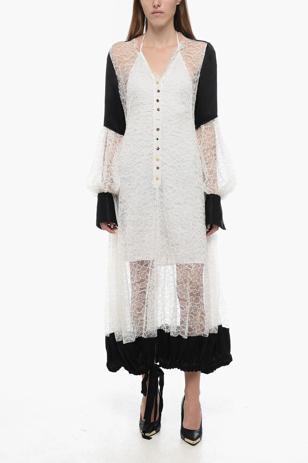 Loewe og1mm0426 Lace Shirt Dress in White Size M / US 6-8 / IT 42-44 - 1 Thumbnail