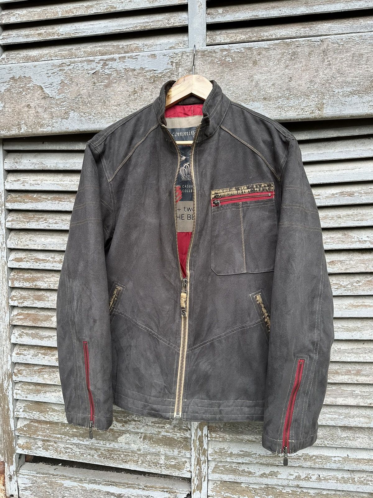 image of Vintage Coming Man Grey Suede Detroit Style Jacket, Men's (Size Large)