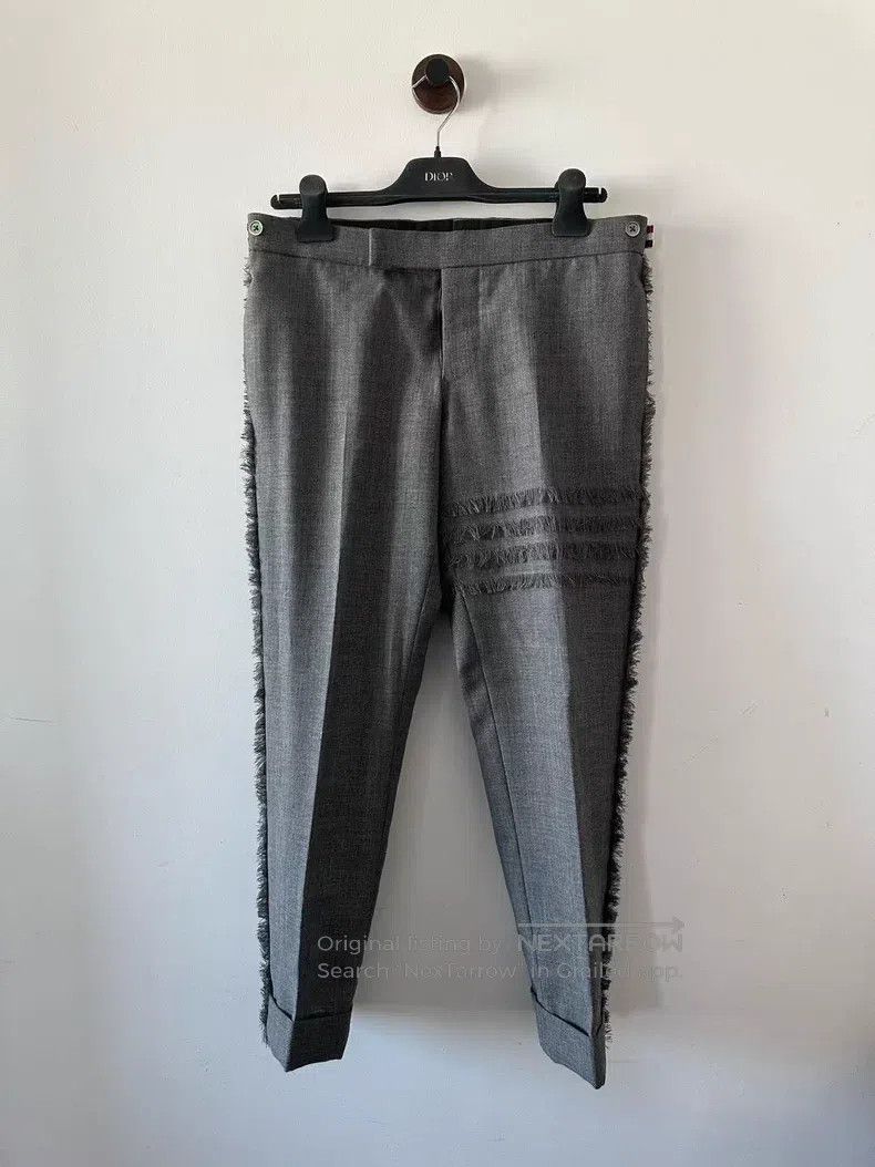 Thom Browne Thom Browne size 1 Dark gray fringed flared trousers Size US 28 / EU 44 - 1 Thumbnail