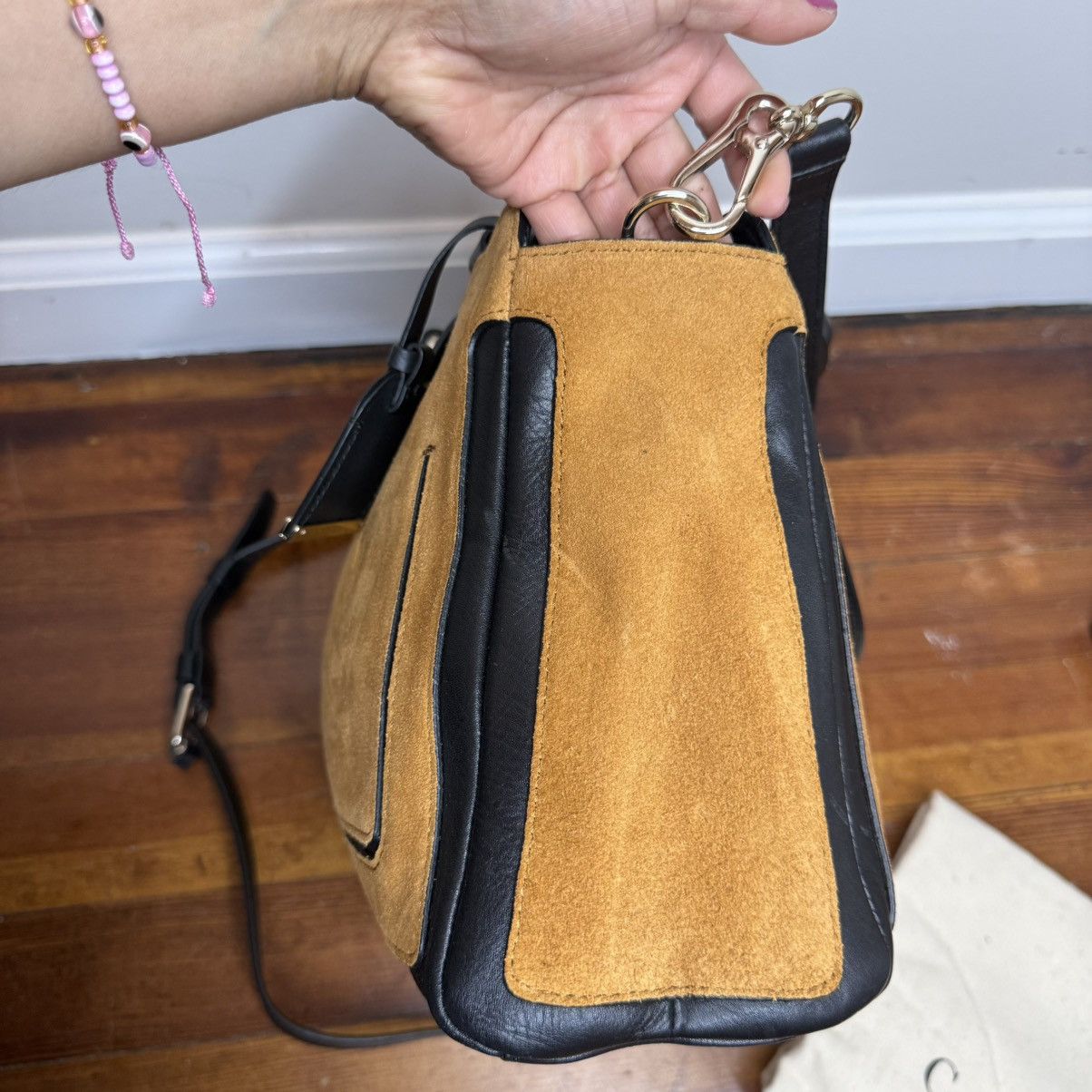 Cole Haan Cole Haan Suede Satchel in Mustard with Black Trim Size ONE SIZE - 3 Thumbnail