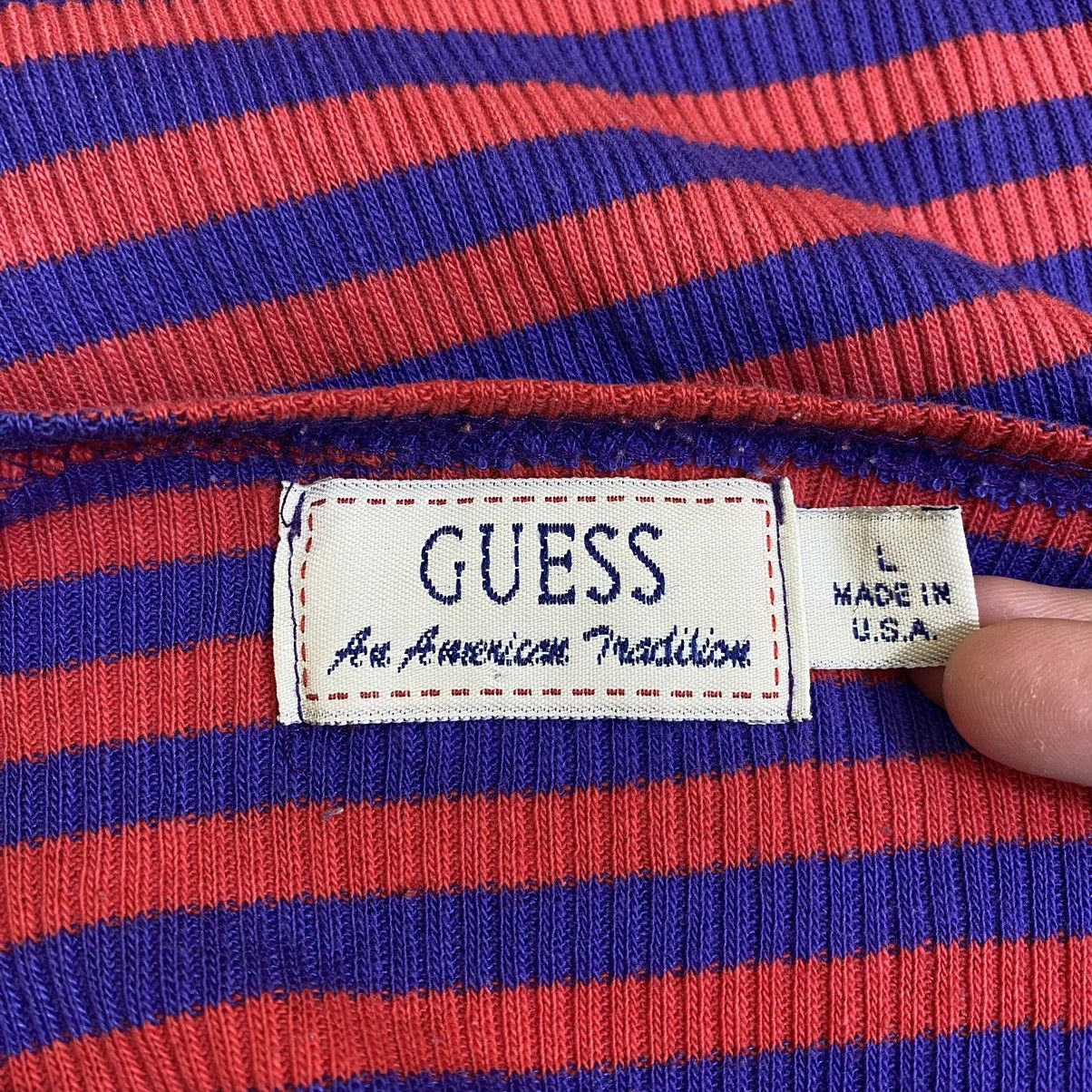 Guess × Vintage Vintage GUESS USA Embroidered Brand Stripes Long Sleeve Size L / US 10 / IT 46 - 4 Thumbnail