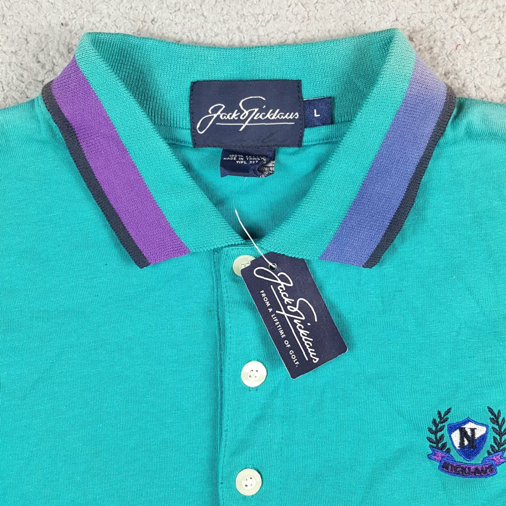 Vintage VINTAGE Jack Nicklaus Polo Shirt Teal Men L Short Sleeve Collared Button Polo Shirt Size US L / EU 52-54 / 3 - 3 Thumbnail