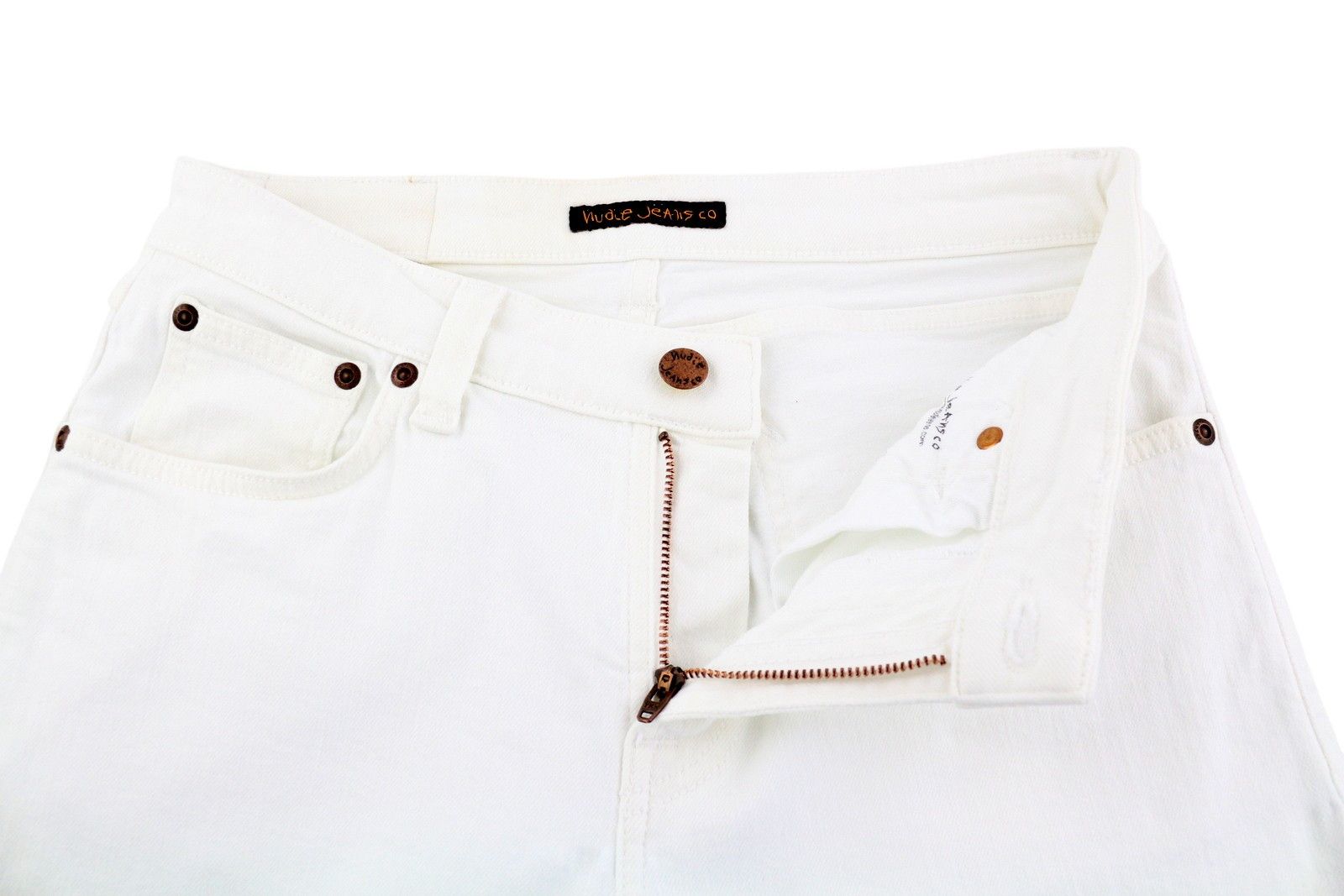 Nudie Jeans SKINNY LIN W30/L32 Denim Blazing White Zip Jeans 83642 Size US 30 / EU 46 - 4 Thumbnail