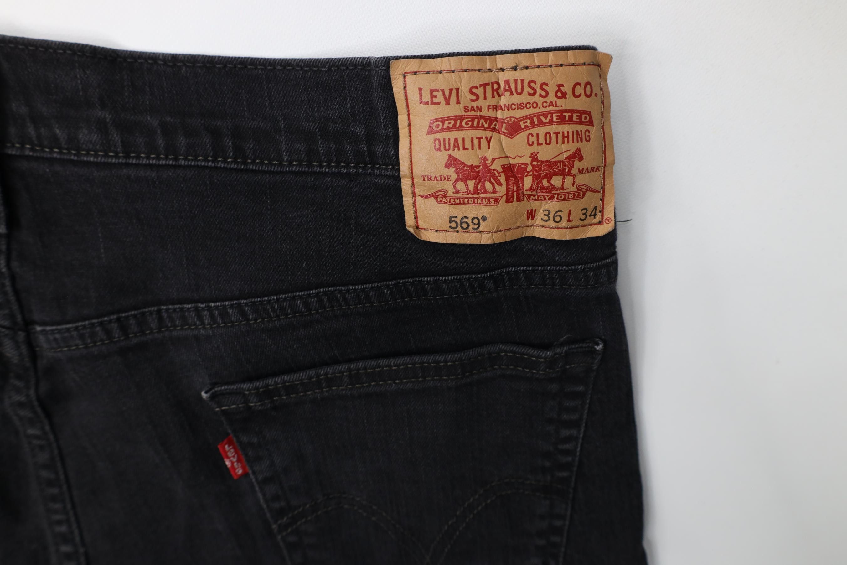 Levi's Vintage Y2K Levis 569 Straight Wide Leg Denim Jeans Black Size US 36 / EU 52 - 14 Thumbnail