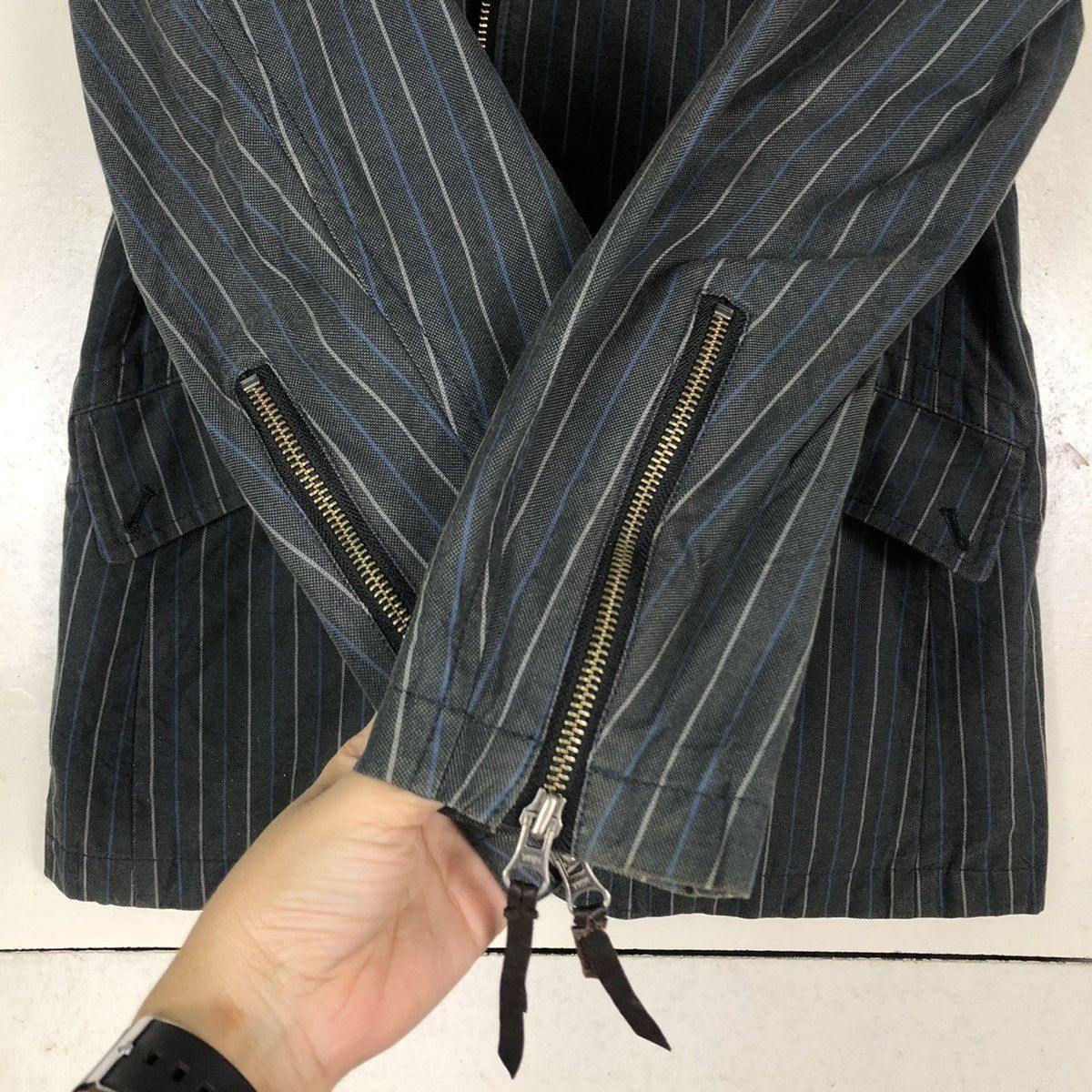 Japanese Brand Biker Jacket Multi Pocket Cargo Striped Custom Culture Japan Size US S / EU 44-46 / 1 - 15 Thumbnail