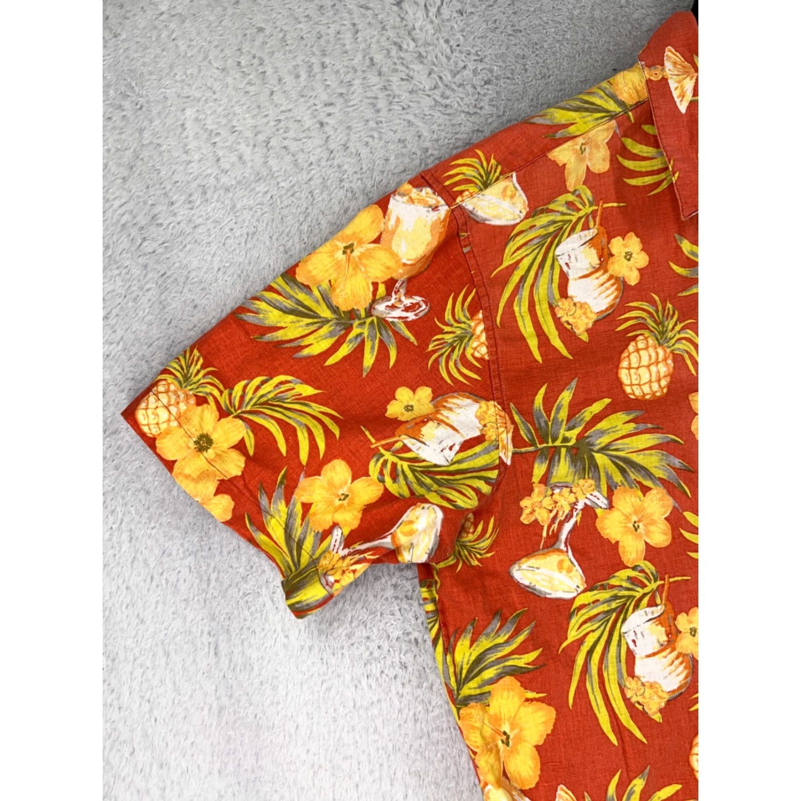 High Sierra High Sierra Shirt Mens Extra Large Red Yellow Floral Cocktail Pineapple Linen Size US XL / EU 56 / 4 - 5 Thumbnail