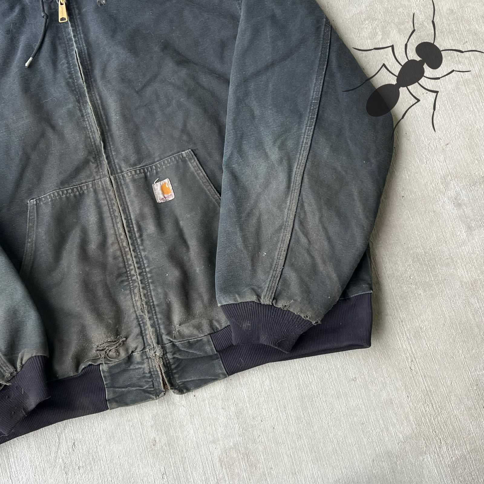 Carhartt × Vintage Carhartt J131 BLK faded black hooded work wear jacket Size US XXL / EU 58 / 5 - 3 Thumbnail