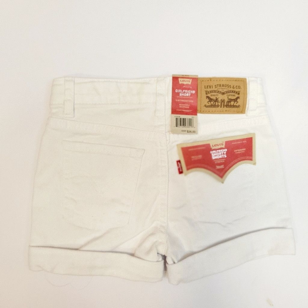 Levi's Girl's Levi's White Girlfriend Shorty Shorts Denim Size 6x Size 22" - 2 Thumbnail
