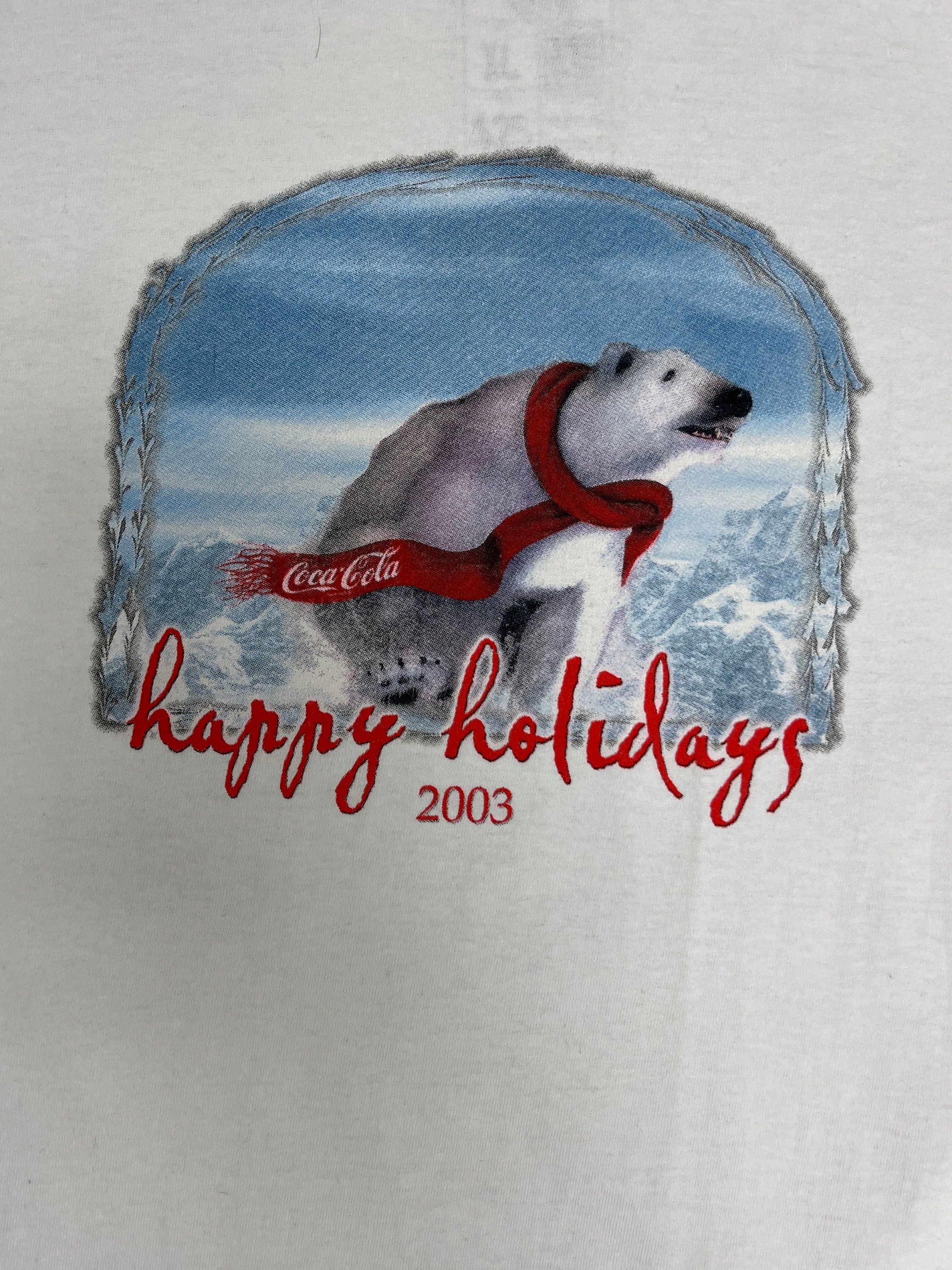 Vintage Coca-Cola Happy Holidays 2003 Vintage White T-Shirt Tee Size US XXL / EU 58 / 5 - 2 Thumbnail