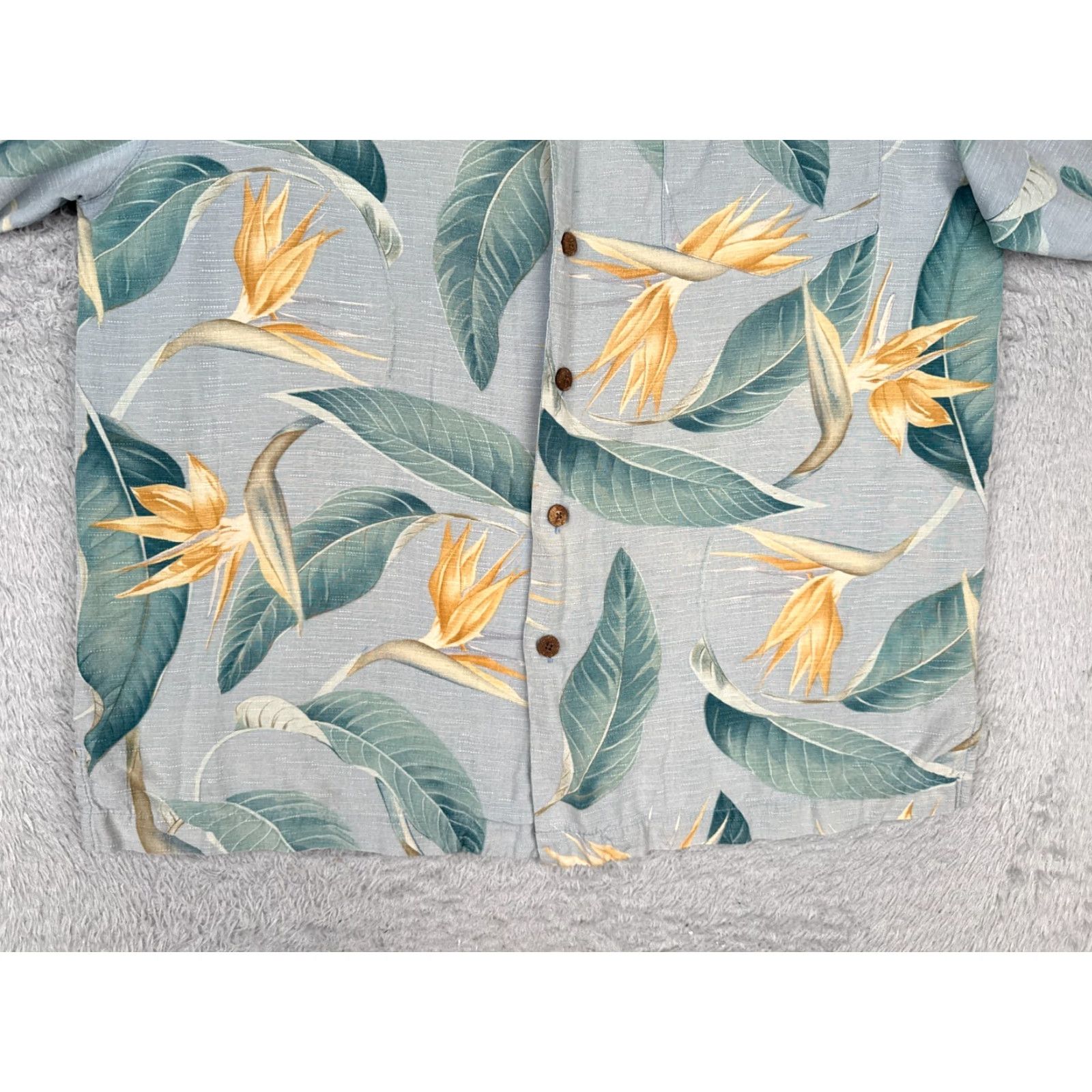 Vintage Three Palm Shirt Men Medium Blue Floral Bird Of Paradise Hawaiian 100% Silk Size US M / EU 48-50 / 2 - 5 Thumbnail