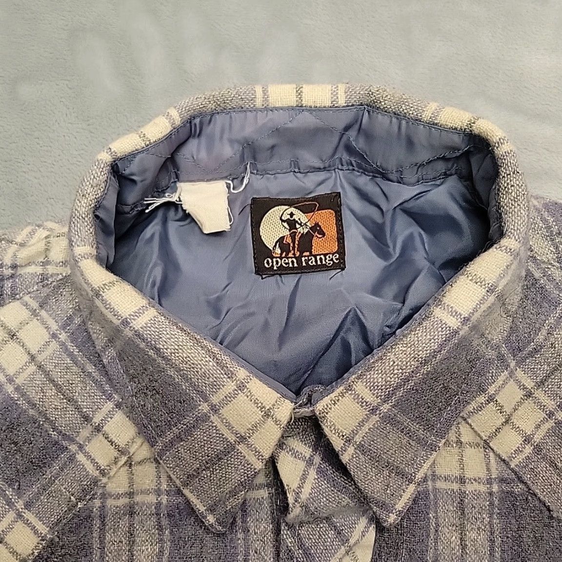 Vintage VTG Open Range Wool Shirt Mens Large Purple Gray Plaid Western Pearl Snap Shirt Size US L / EU 52-54 / 3 - 5 Thumbnail